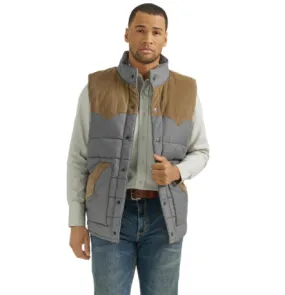 112353406 - Wrangler® Mixed Puffer Vest - Fence Post Gray