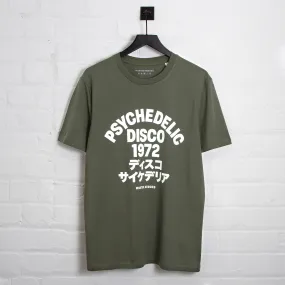 1972 Psychedelic Disco Front Print - Tshirt - Khaki