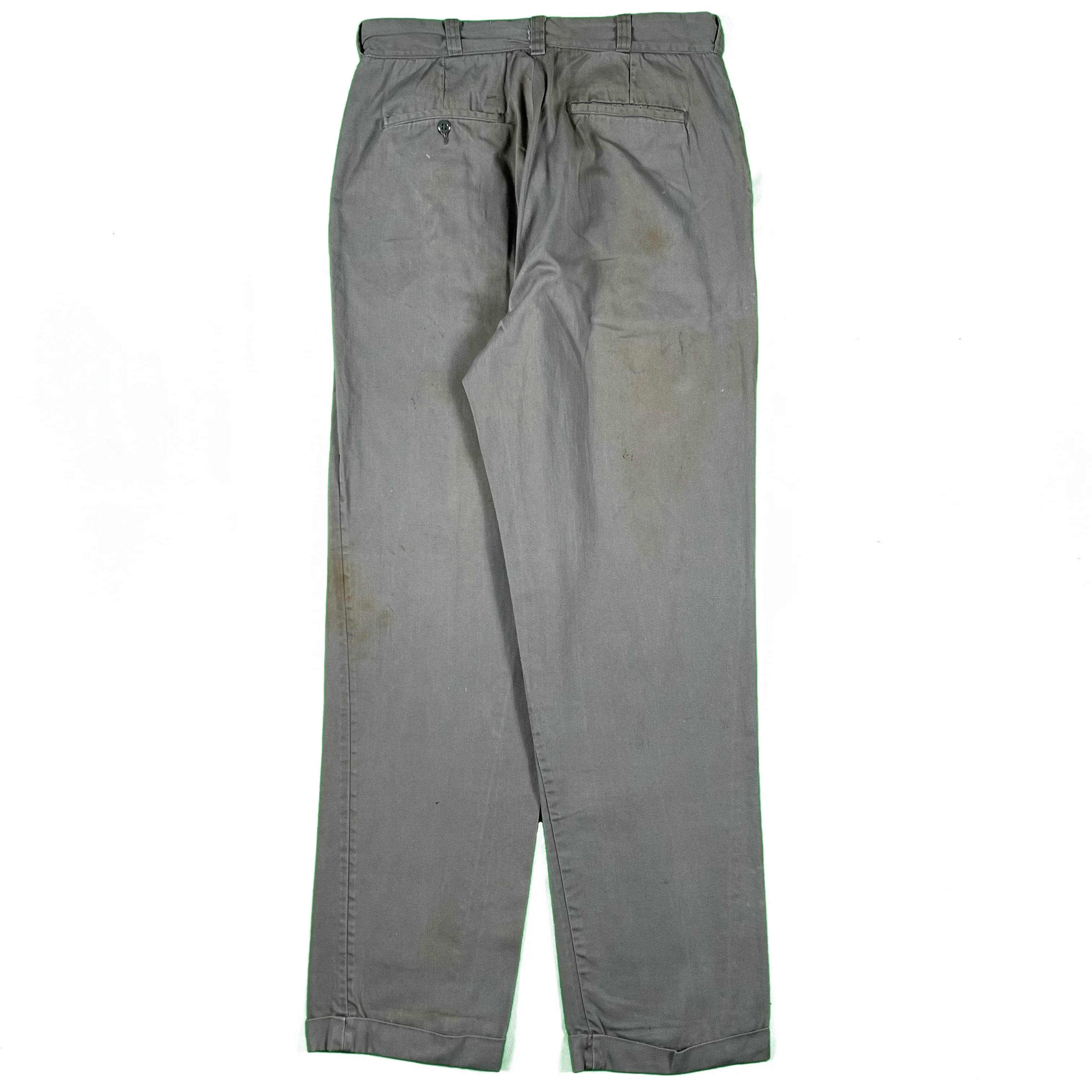 50s Grey Sailcloth Cotton Work Chinos- 31x32