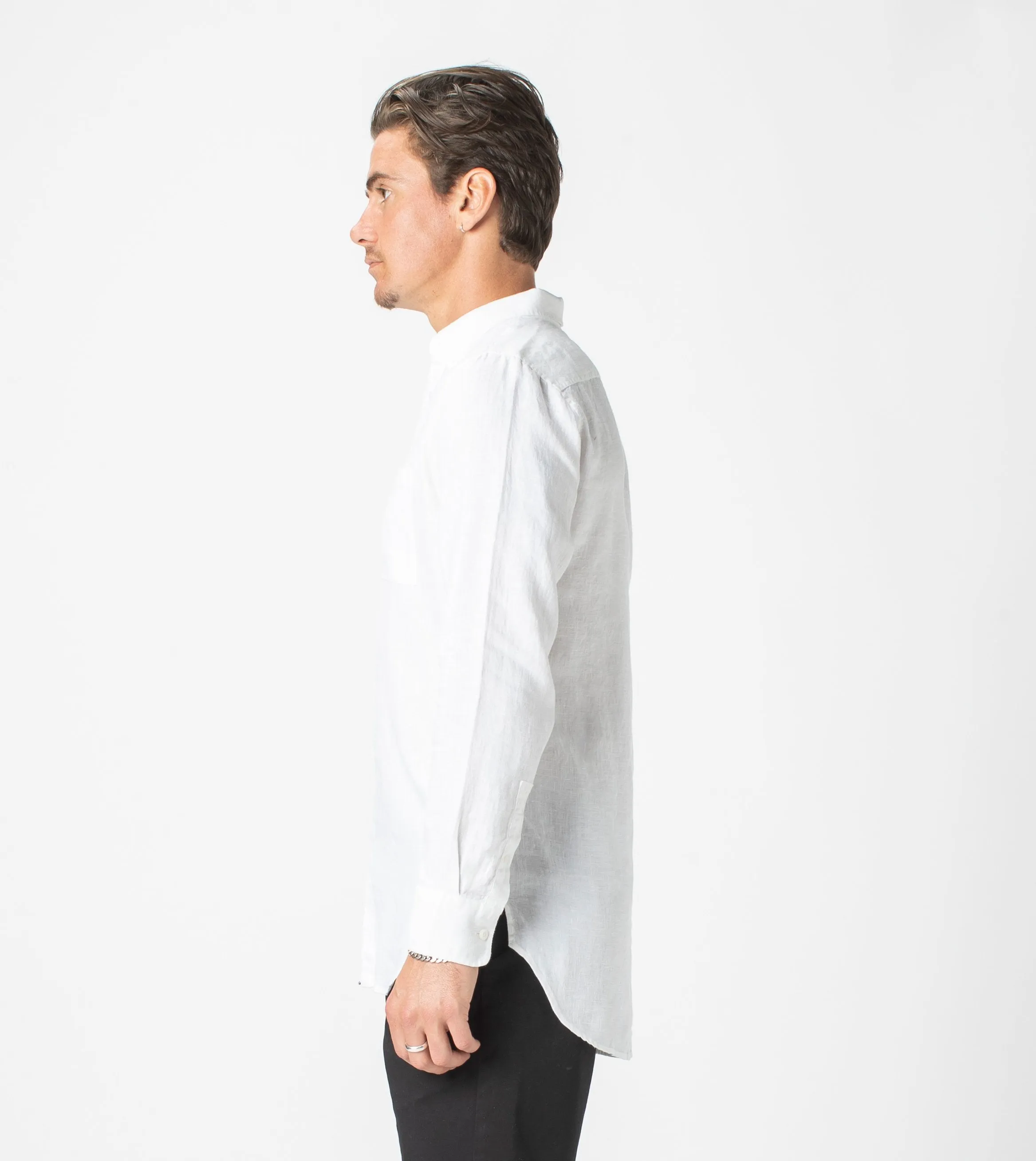 7 Foot LS Linen Shirt White