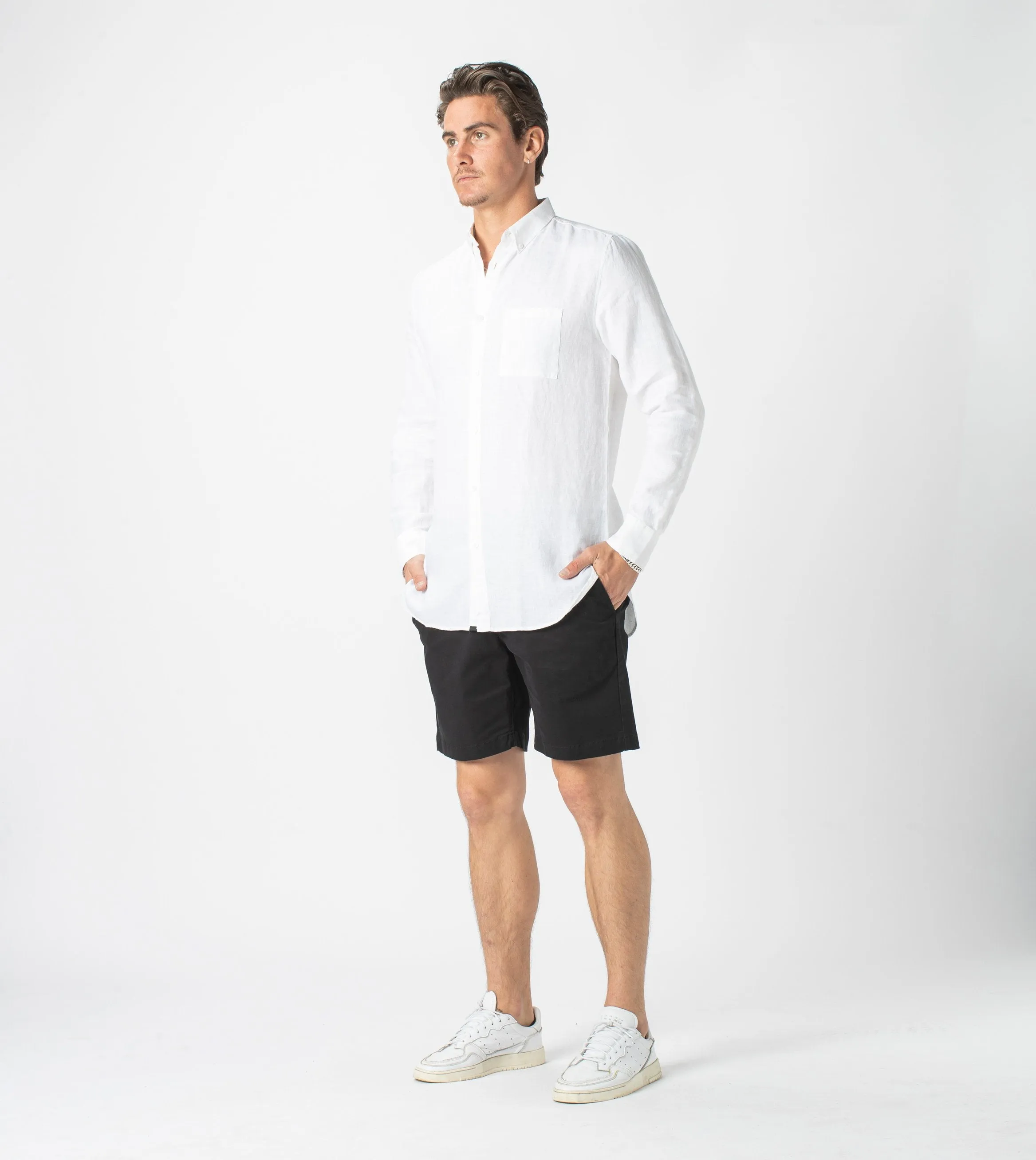 7 Foot LS Linen Shirt White