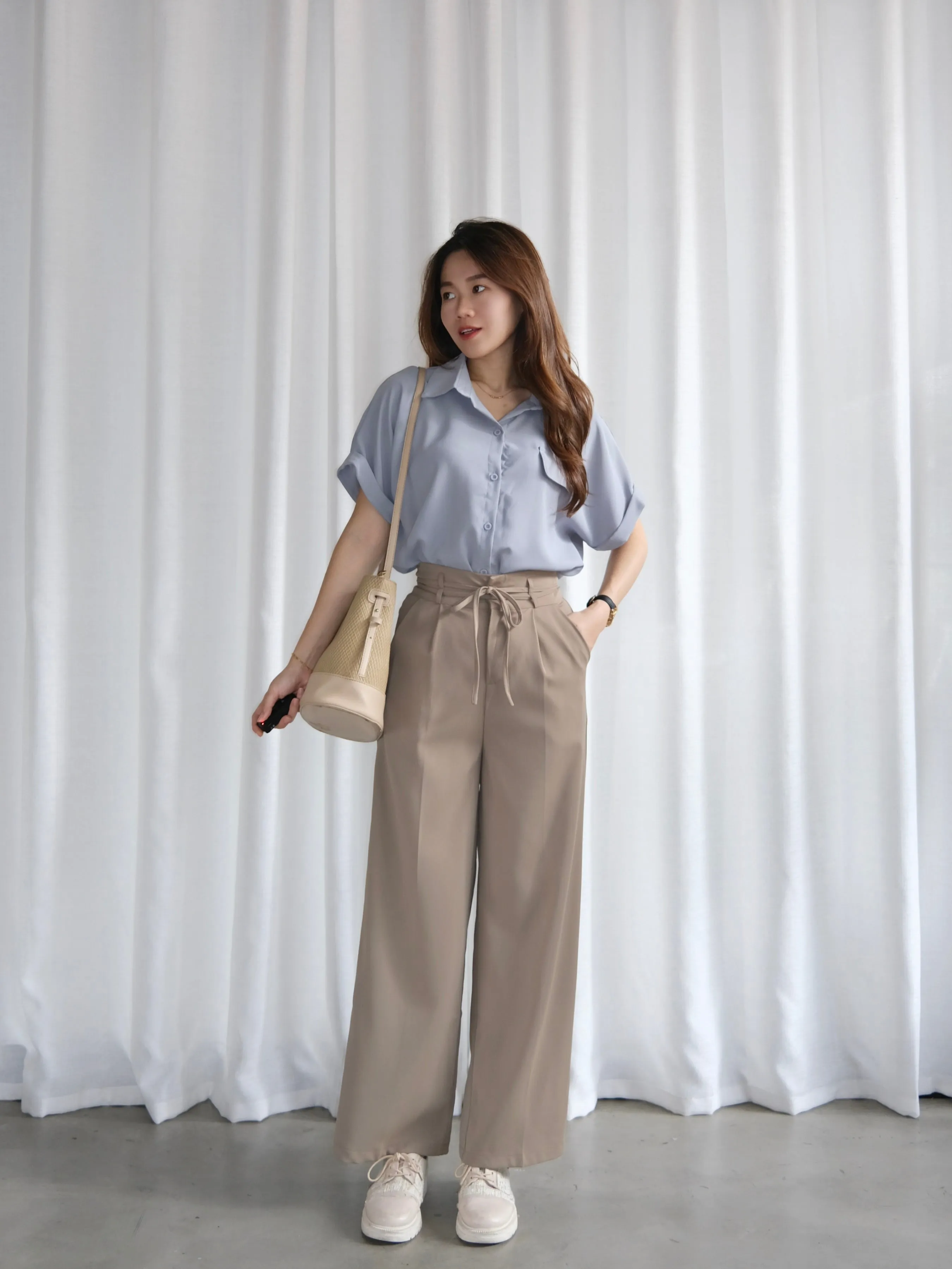 ACEWIN Premium Tie Belt High Waist Trousers (Size S-XL) 501753