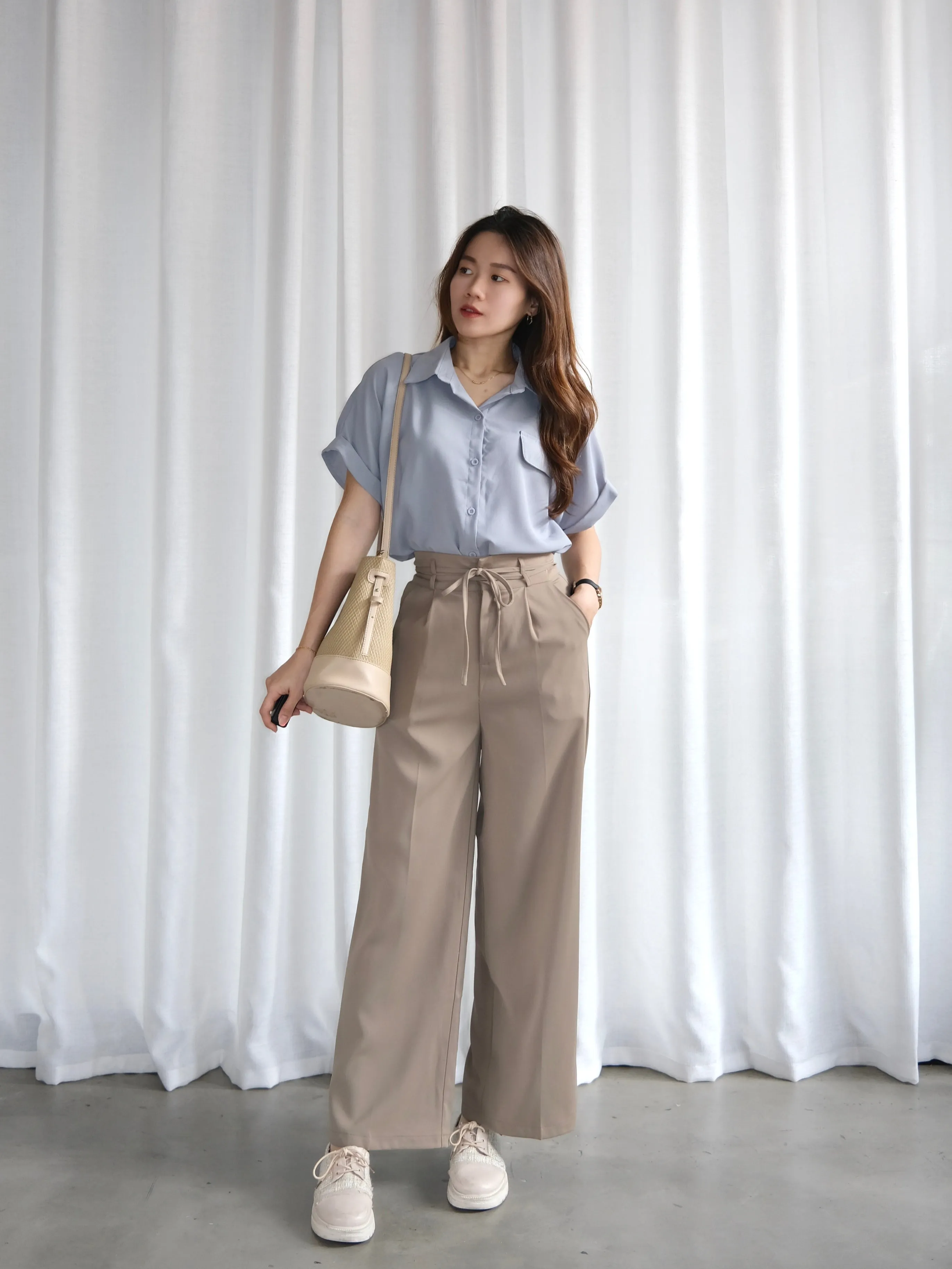 ACEWIN Premium Tie Belt High Waist Trousers (Size S-XL) 501753