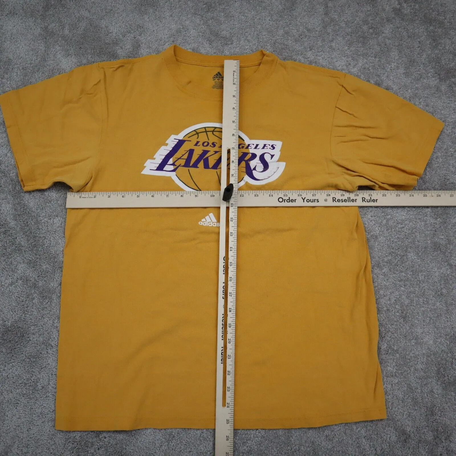 Adidas Los Angeles Lakers Basketball Shirt Boys Large Yellow Graphic T-Shirt