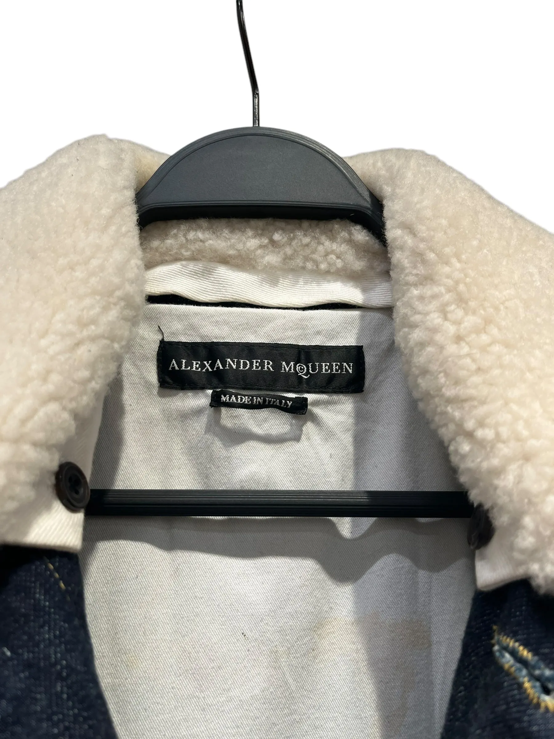 Alexander McQueen/Denim Jkt/46/Denim/NVY/Fur collar