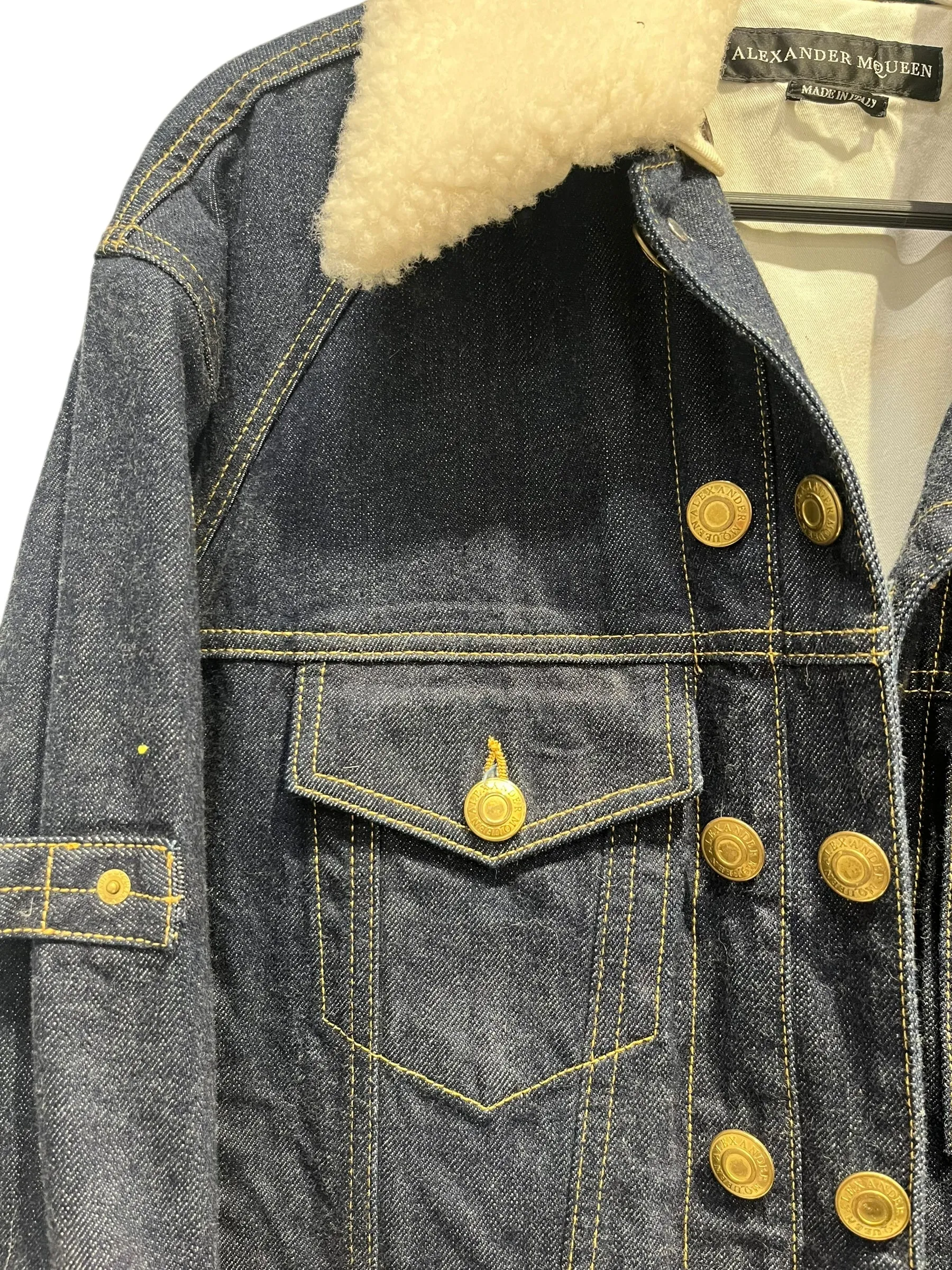 Alexander McQueen/Denim Jkt/46/Denim/NVY/Fur collar