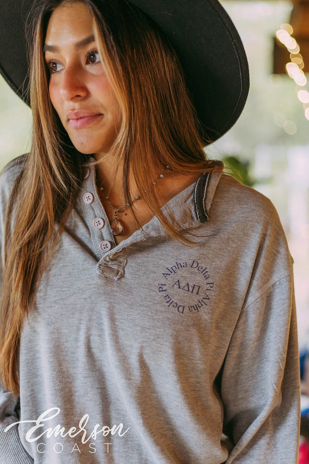 Alpha Delta Pi Simple Long Sleeve Henley