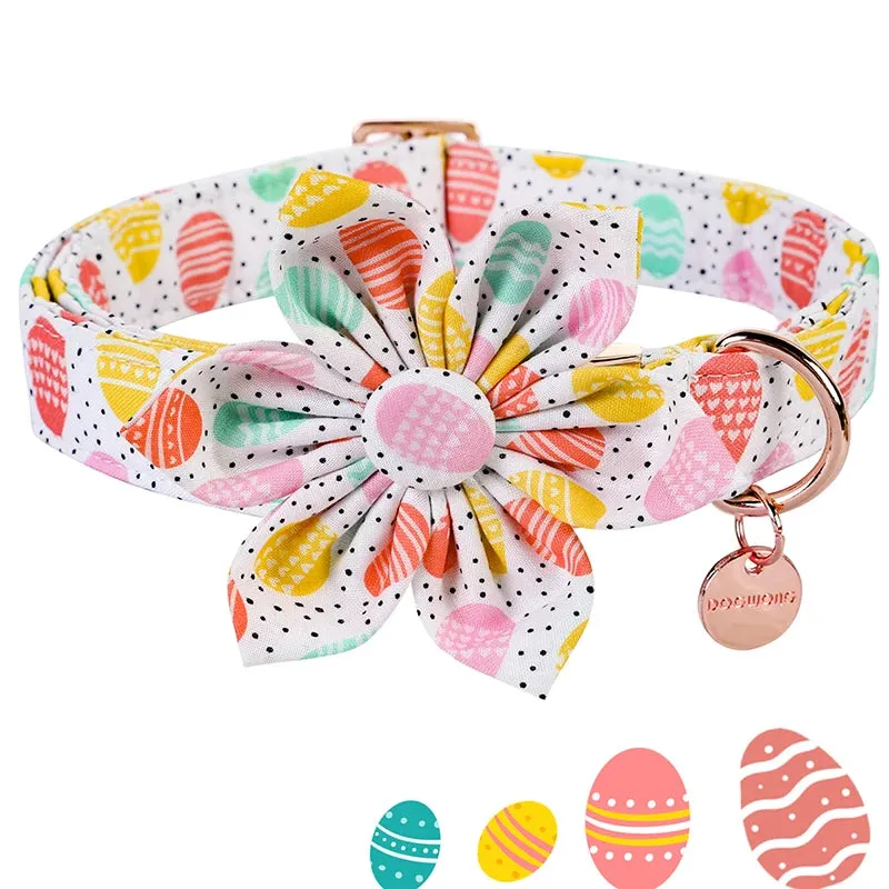 Anniepaw Personalized Easter Dog Collar with Flower Easter Egg Style for All Sizes