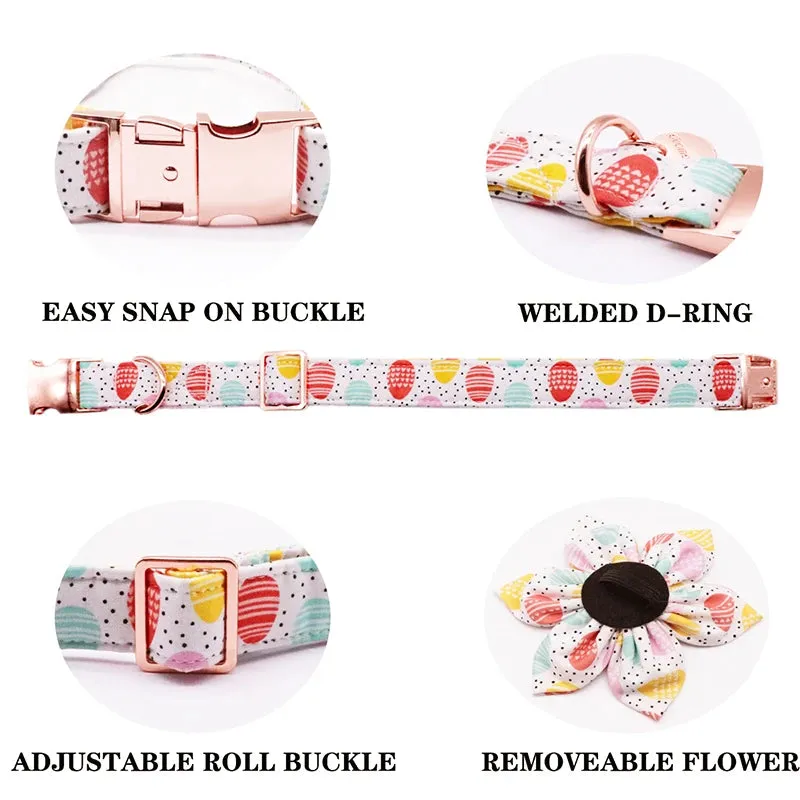 Anniepaw Personalized Easter Dog Collar with Flower Easter Egg Style for All Sizes