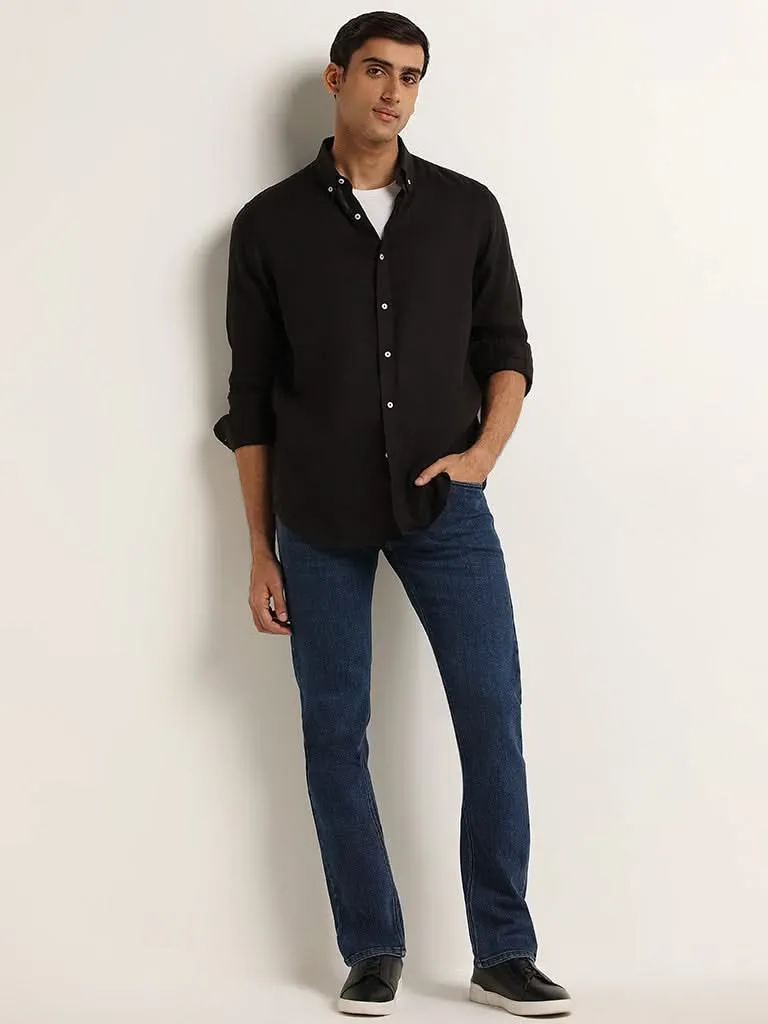 Ascot Black Solid Relaxed Fit Linen Shirt