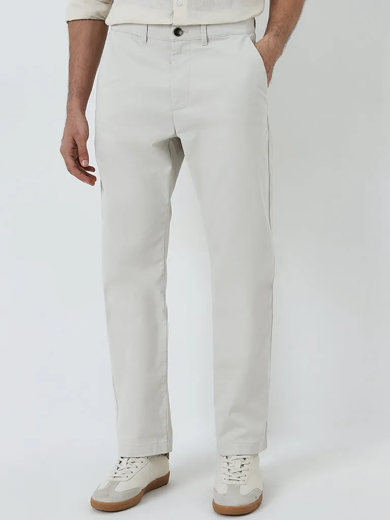 Ascot Off-White Relaxed-Fit Mid-Rise Cotton Blend Chinos