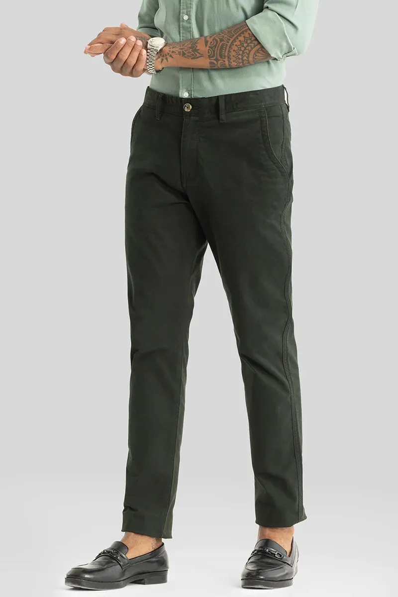 Astral Dark Green Plain Slim Fit Chinos