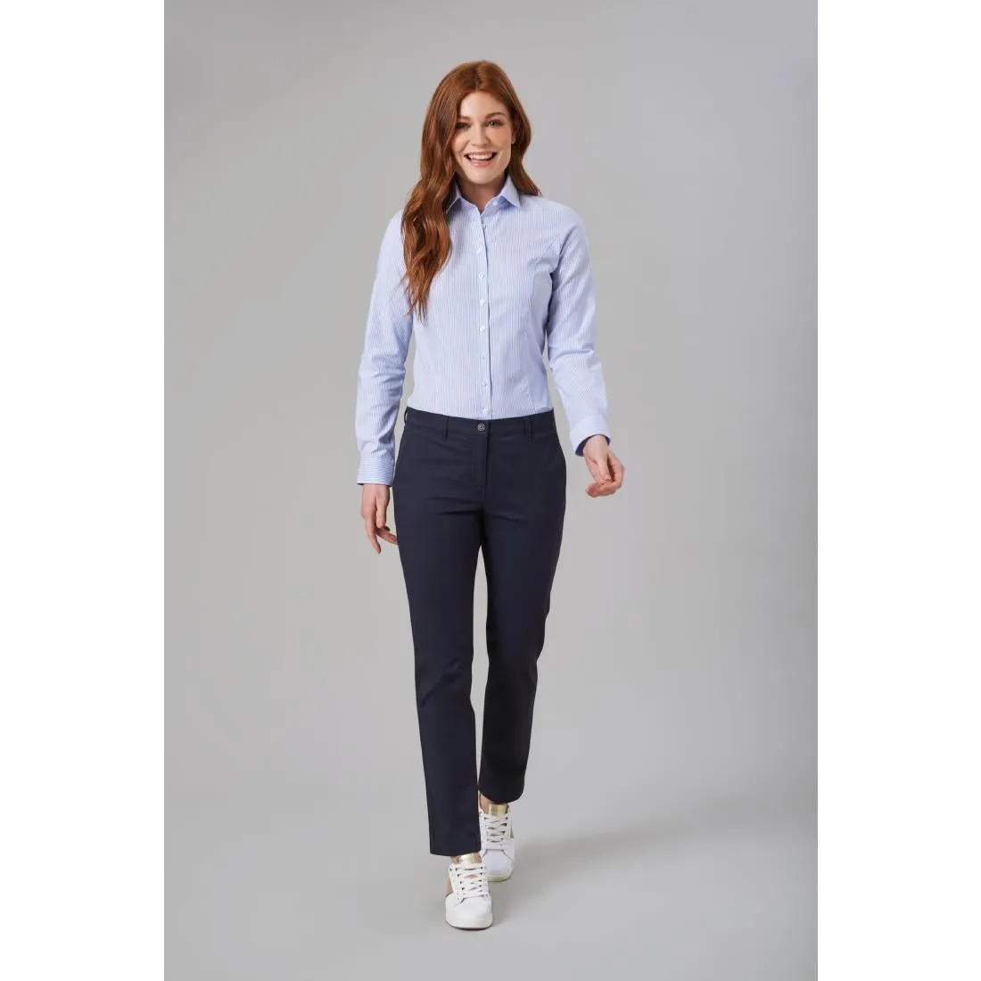 BA082-10 Brook Taverner Womens Houston Slim Leg Chinos Navy Size 10