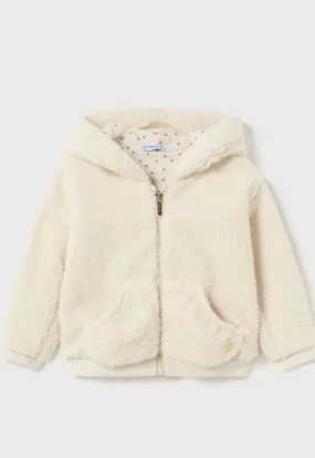 Baby zip-up hooded jacket curly faux fur