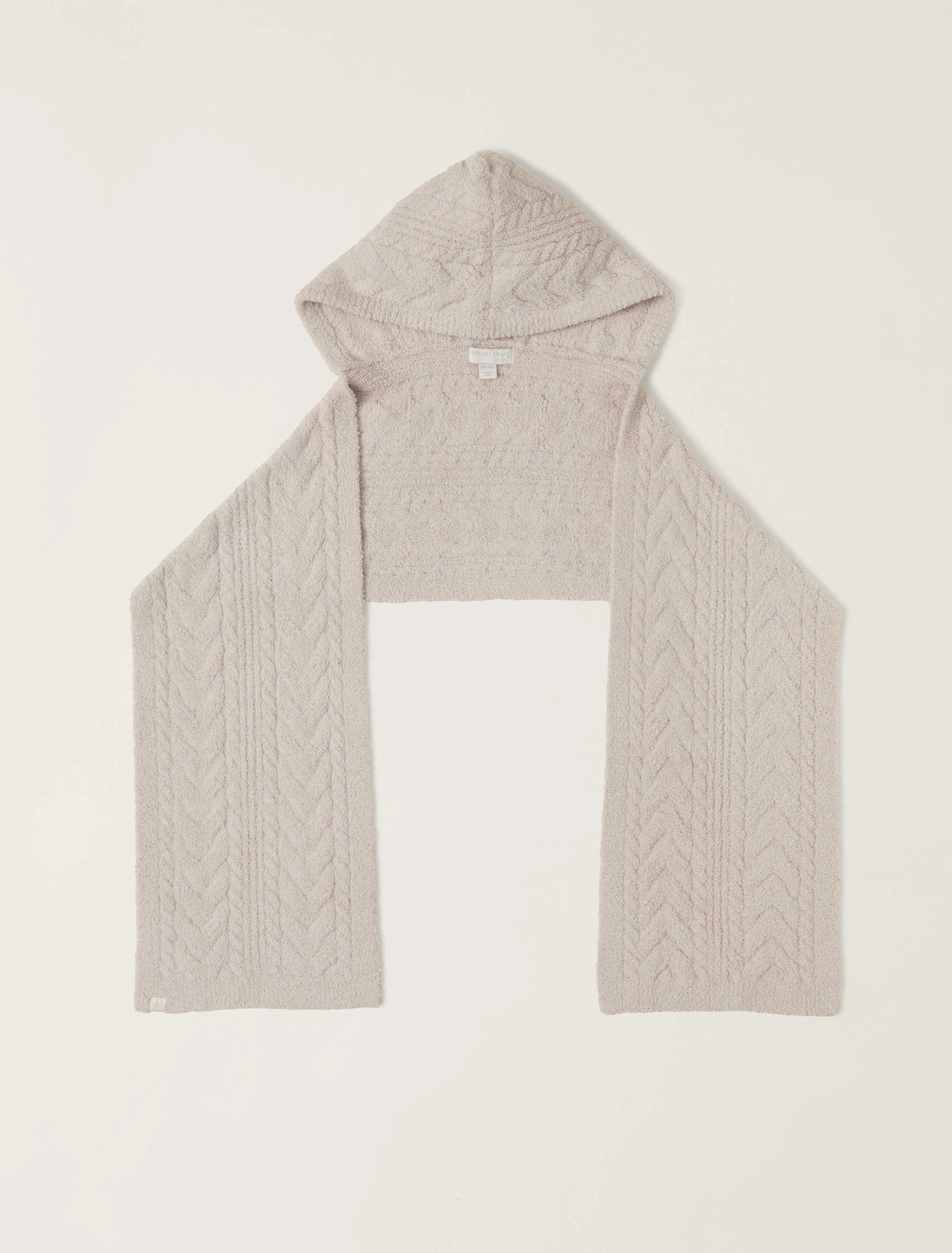 Barefoot Dreams CozyChic® Cable Hooded Scarf in Stone