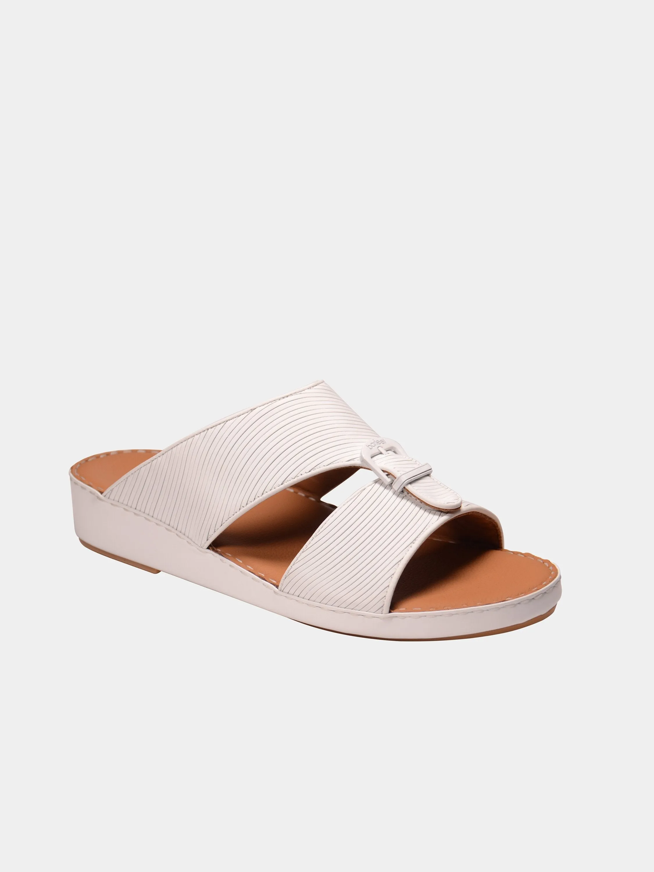 Barjeel Uno 001942 Textured Buckle Arabic Leather Sandals