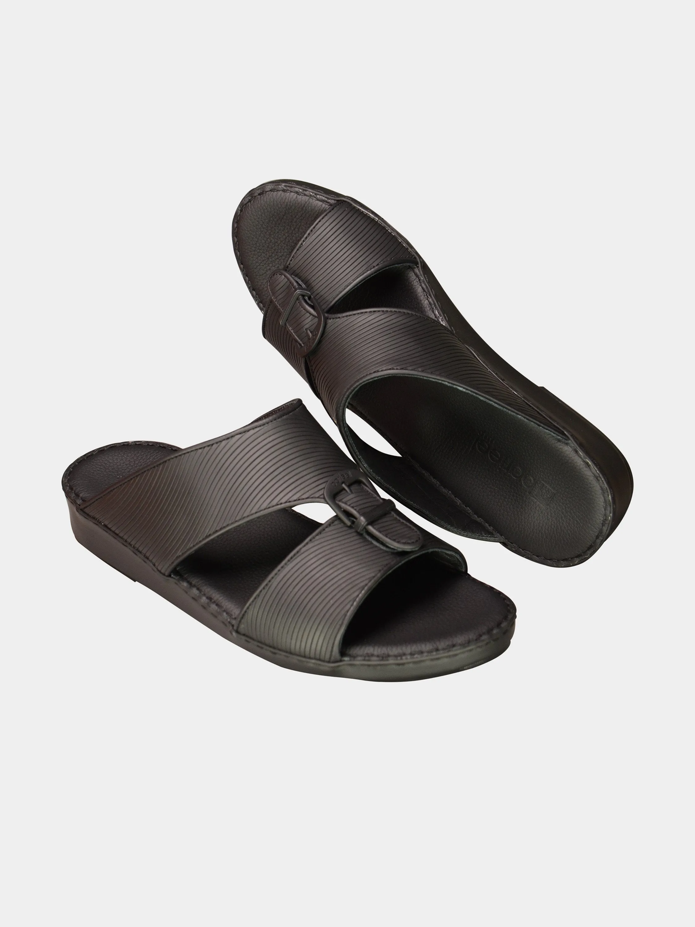 Barjeel Uno 001942 Textured Buckle Arabic Leather Sandals