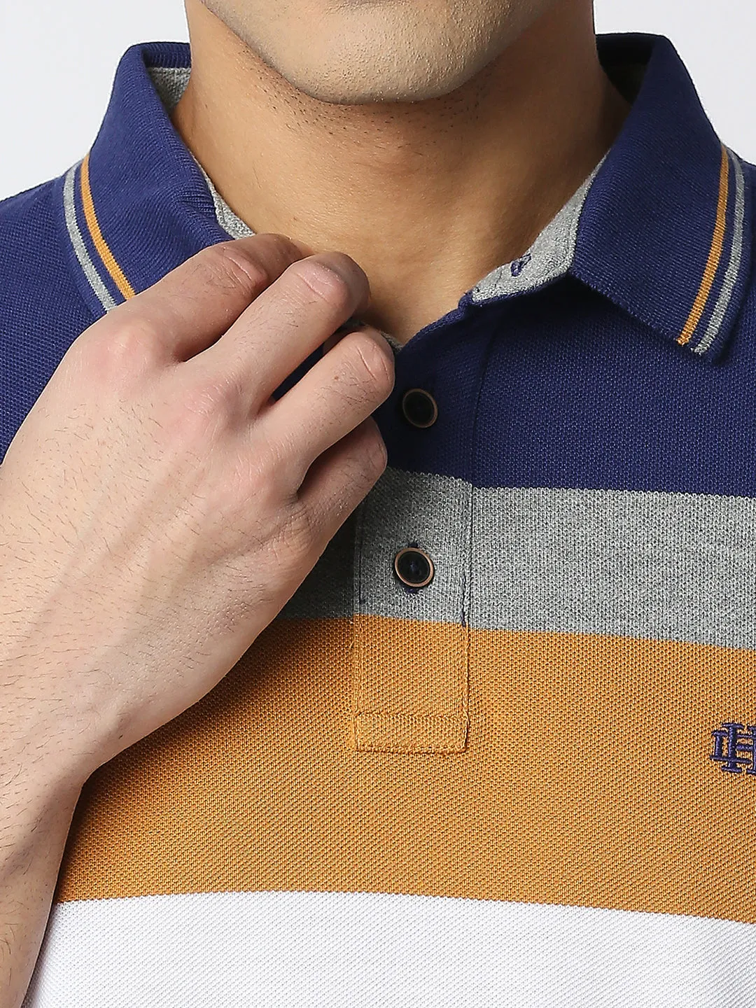 Berry Blue Striped Polo T-shirt