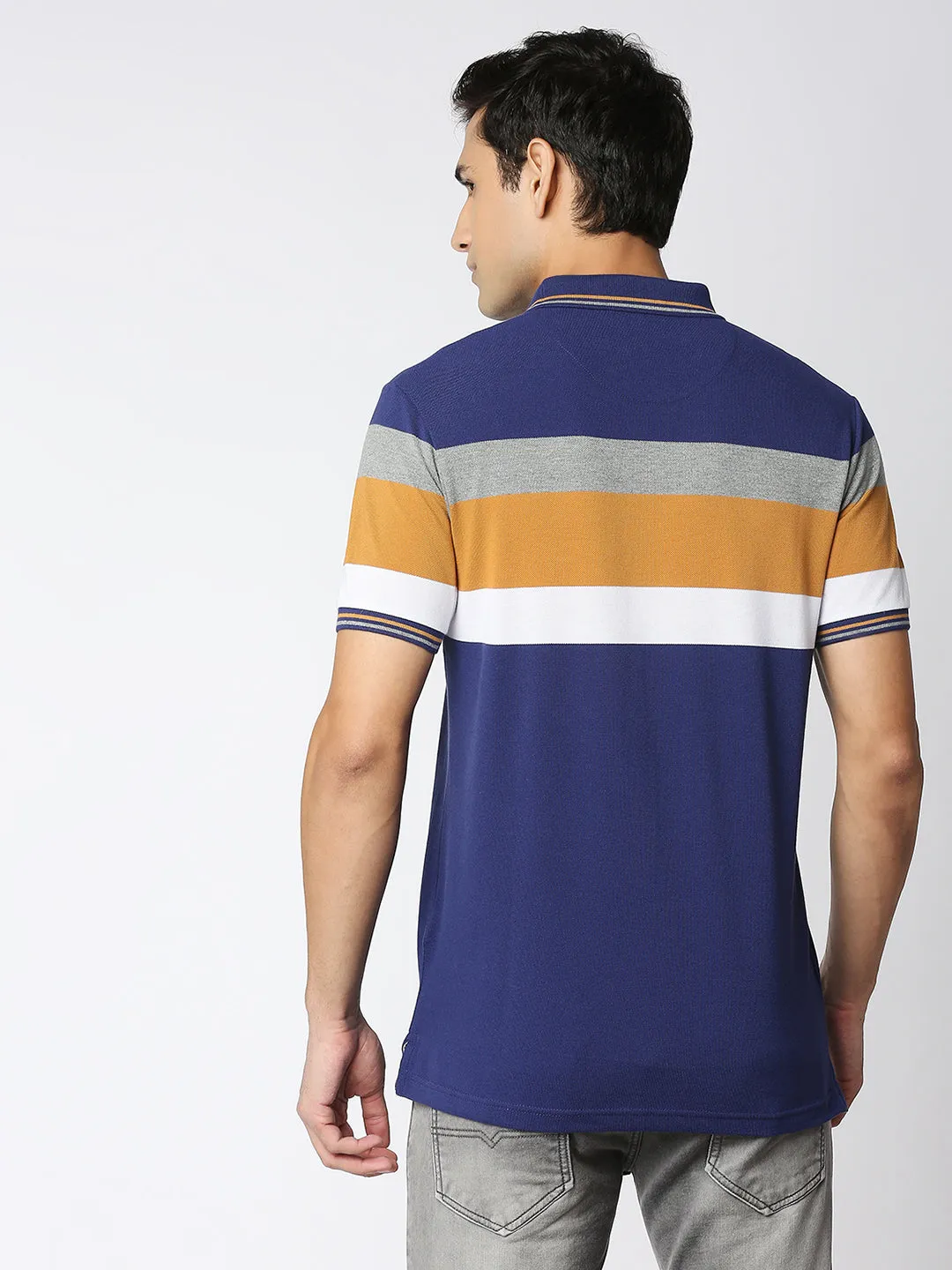 Berry Blue Striped Polo T-shirt