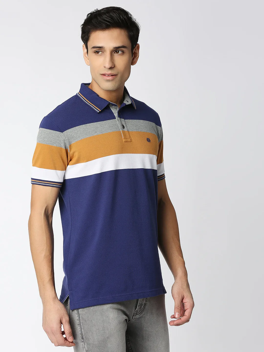 Berry Blue Striped Polo T-shirt