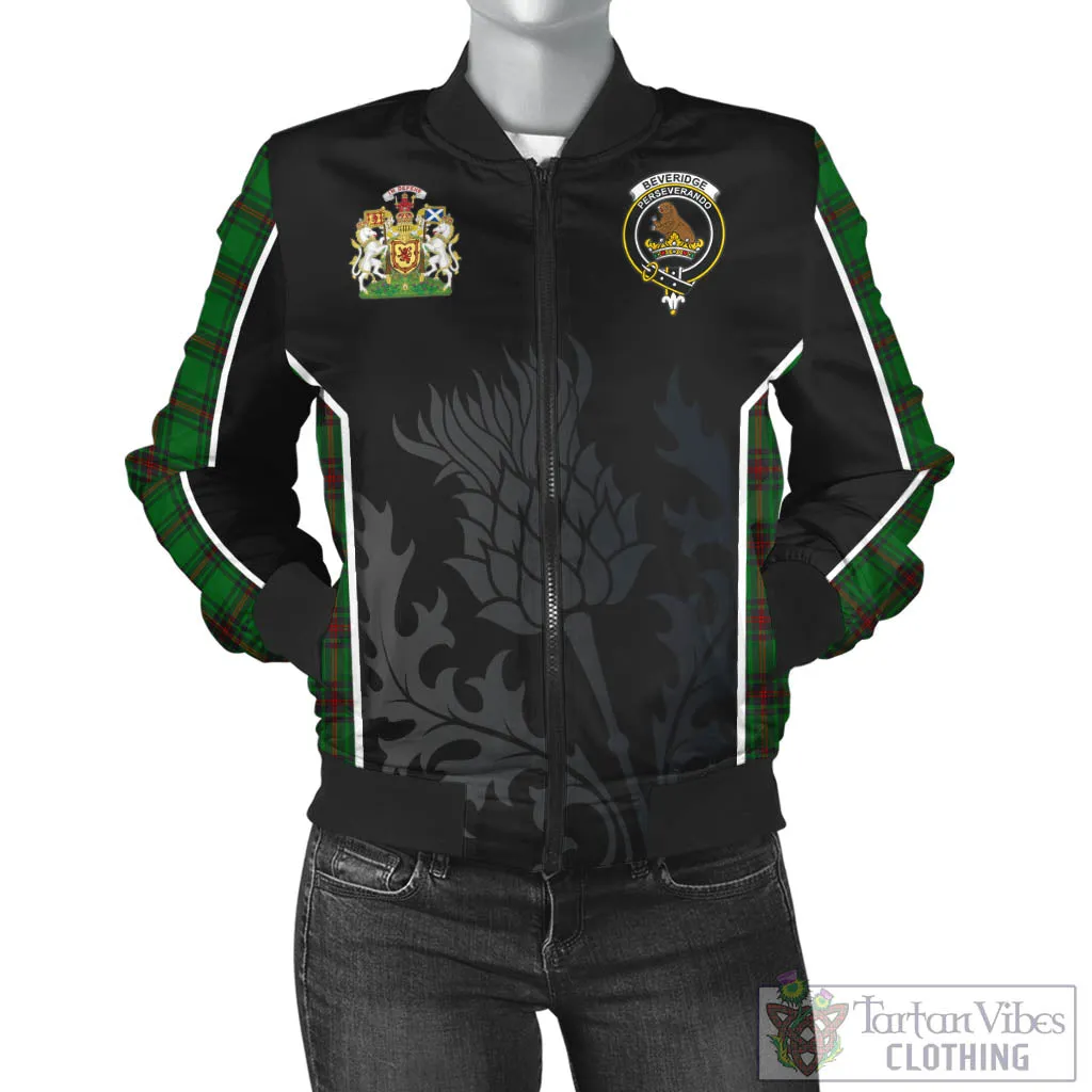 Beveridge Tartan Bomber Jacket with Family Crest and Scottish Thistle Vibes Sport Style