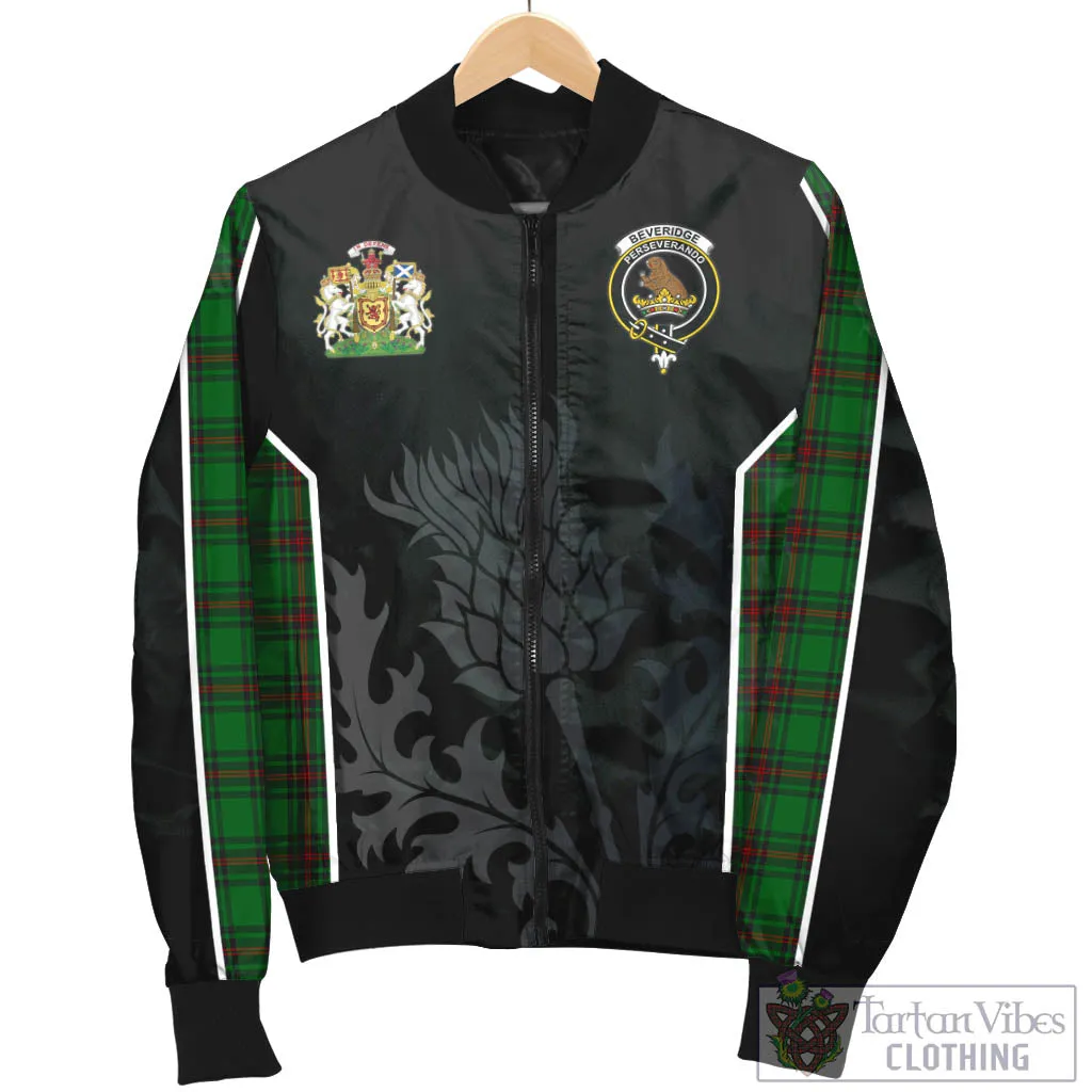 Beveridge Tartan Bomber Jacket with Family Crest and Scottish Thistle Vibes Sport Style