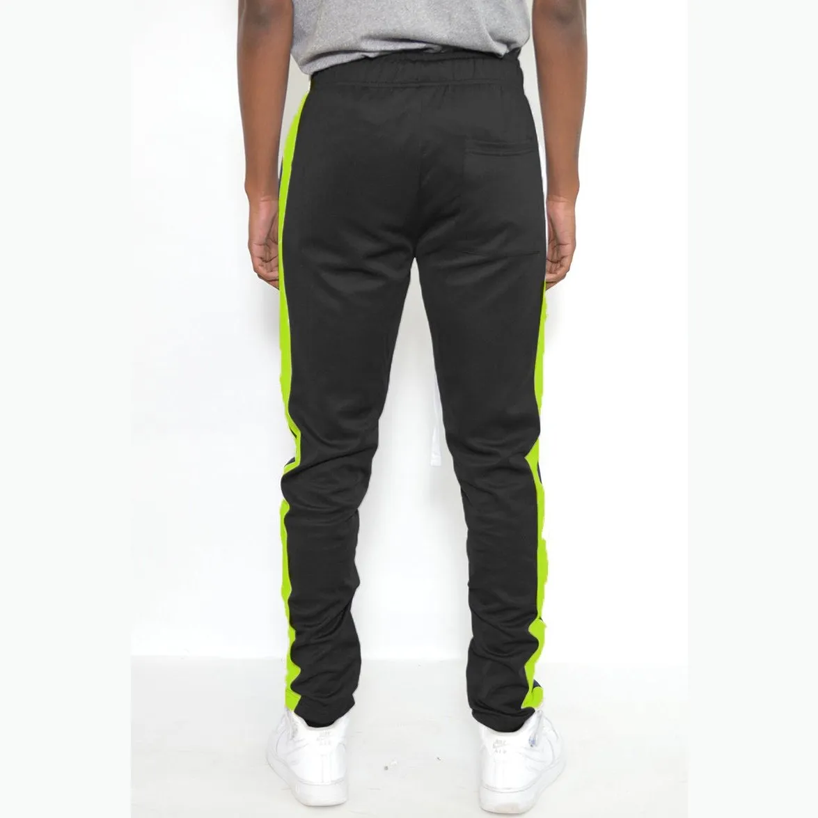 Black & Lime Slim Fit Track Pants