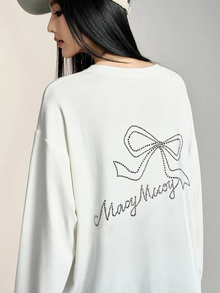 Black & White Embellished Butterfly Bow T-shirt