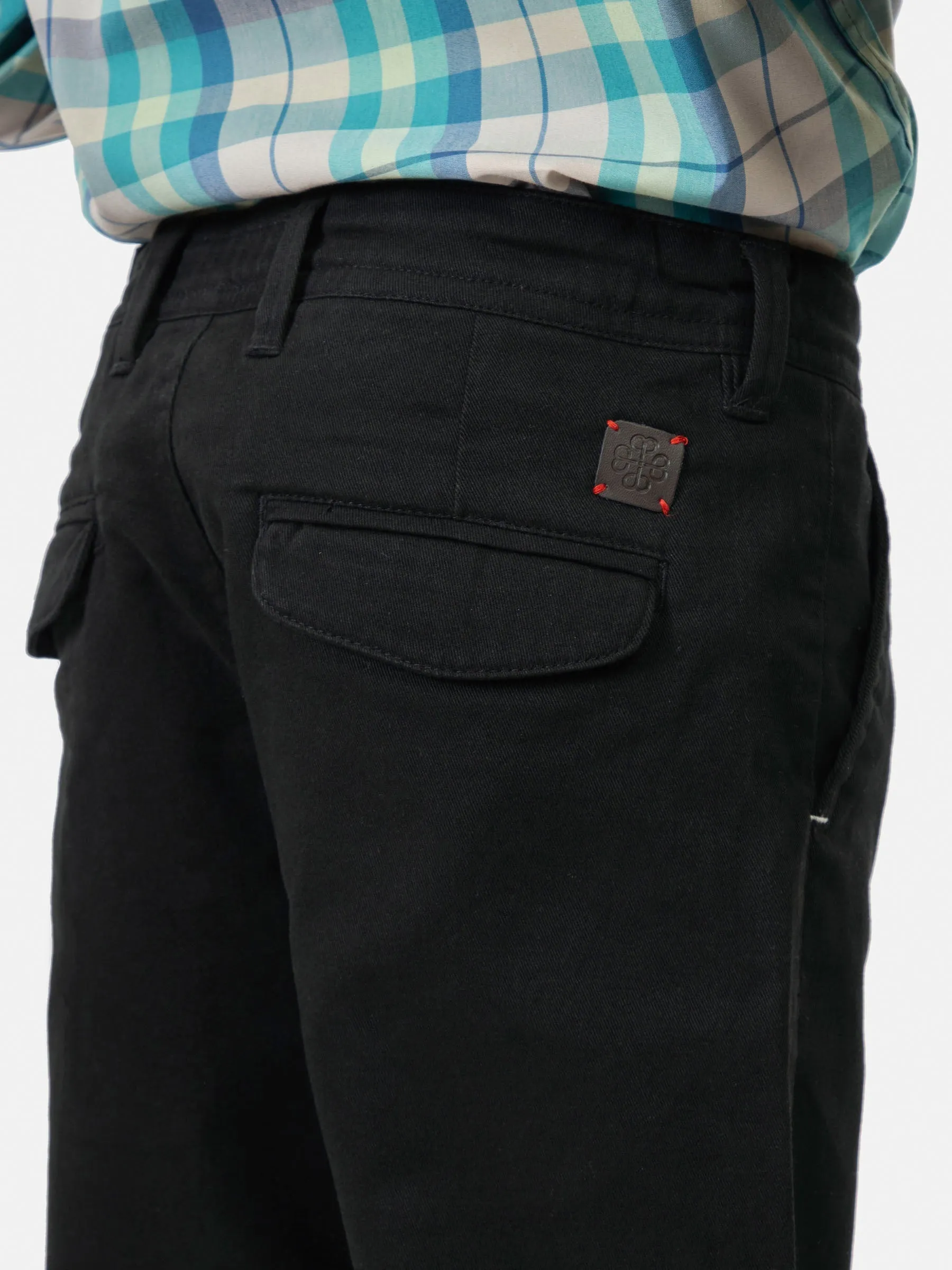 Black Casual Chino With Flap Pockets