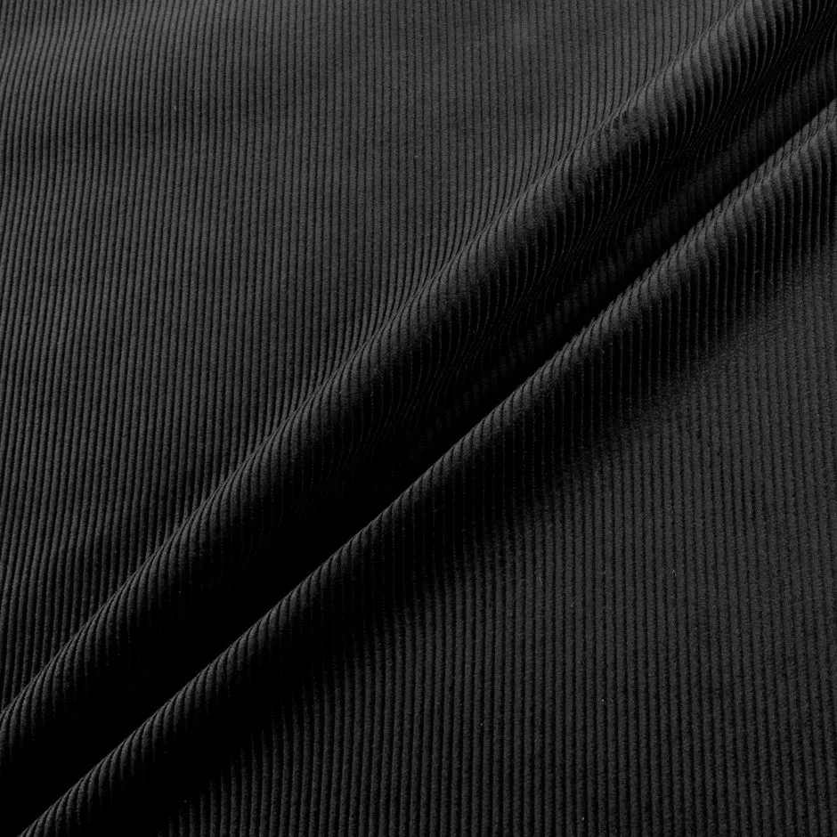 Black Ribbed Cotton Corduroy