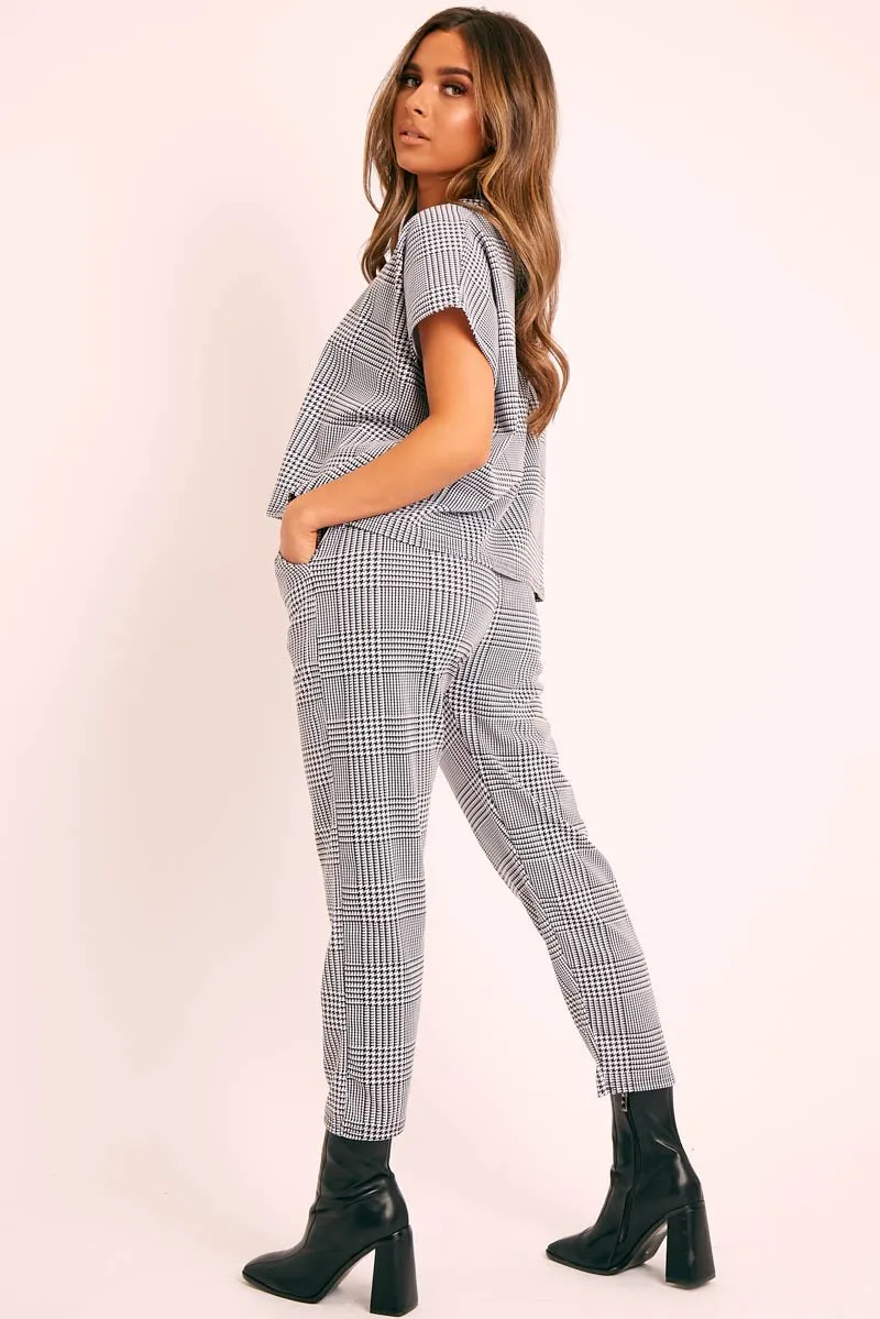 Black White Houndstooth Top Trouser Co-ord - Aariona