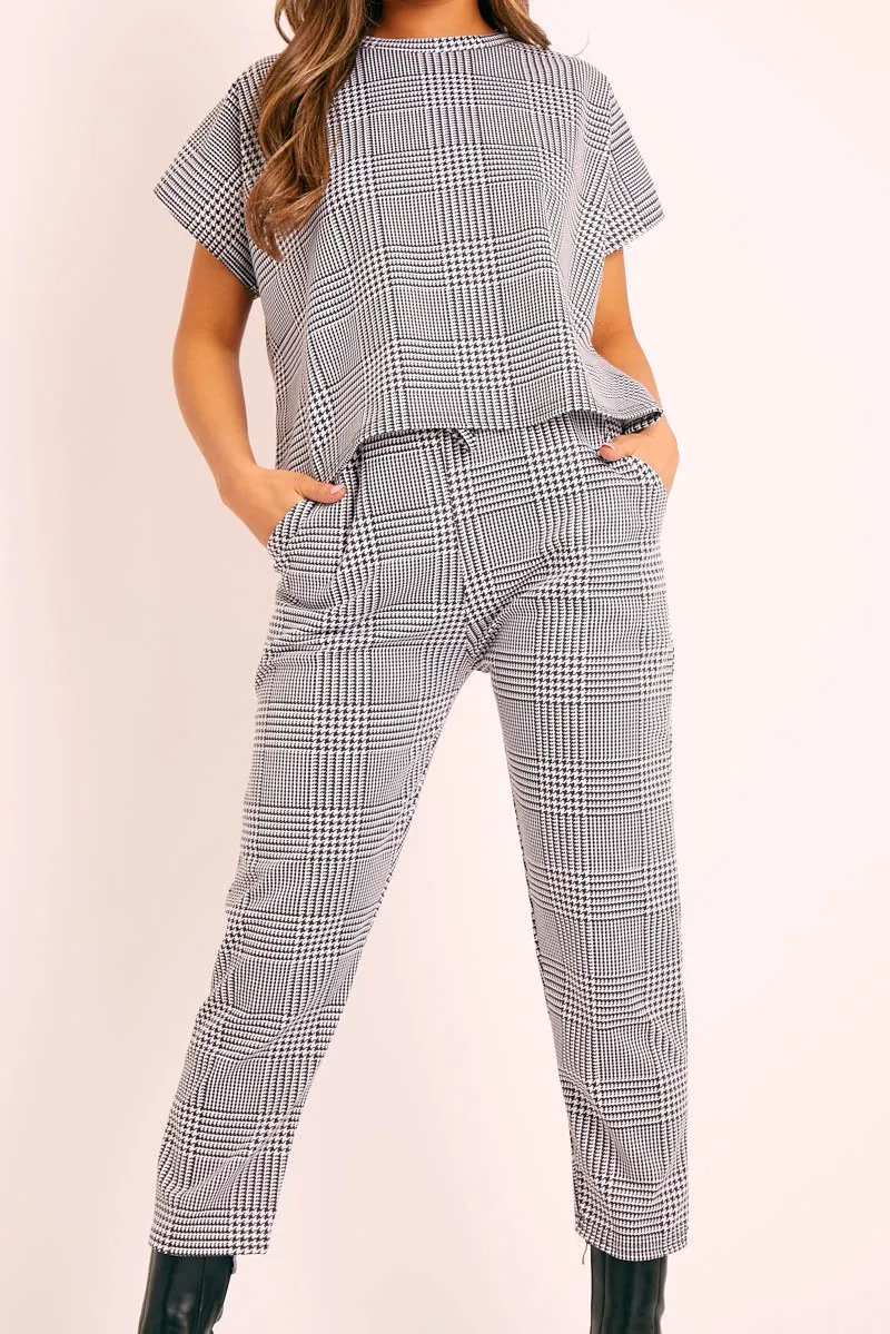 Black White Houndstooth Top Trouser Co-ord - Aariona