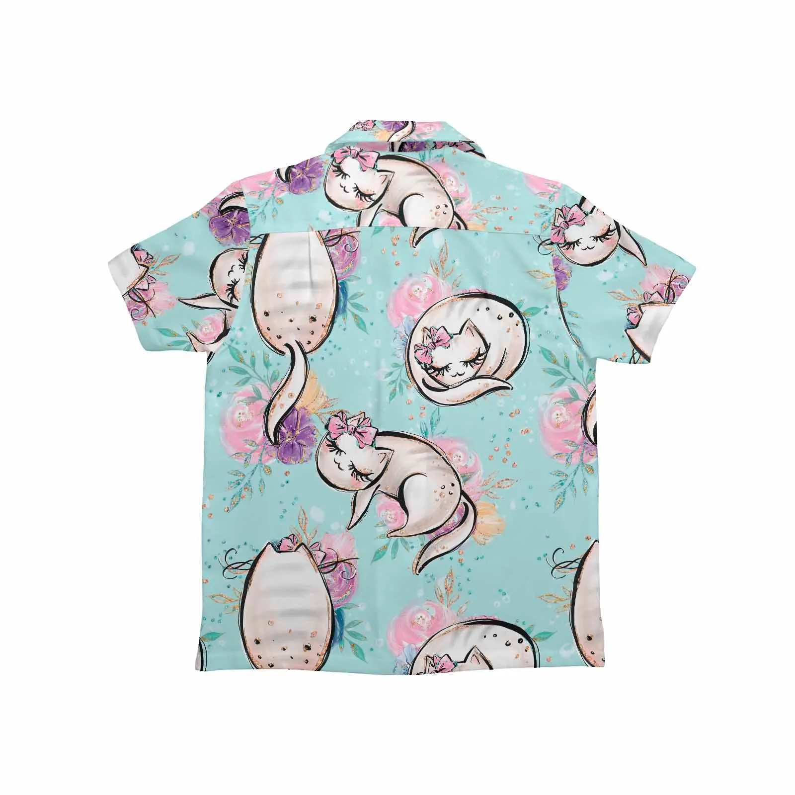 Blue Cats  Little Boys Hawaiian Shirt