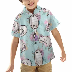 Blue Cats  Little Boys Hawaiian Shirt