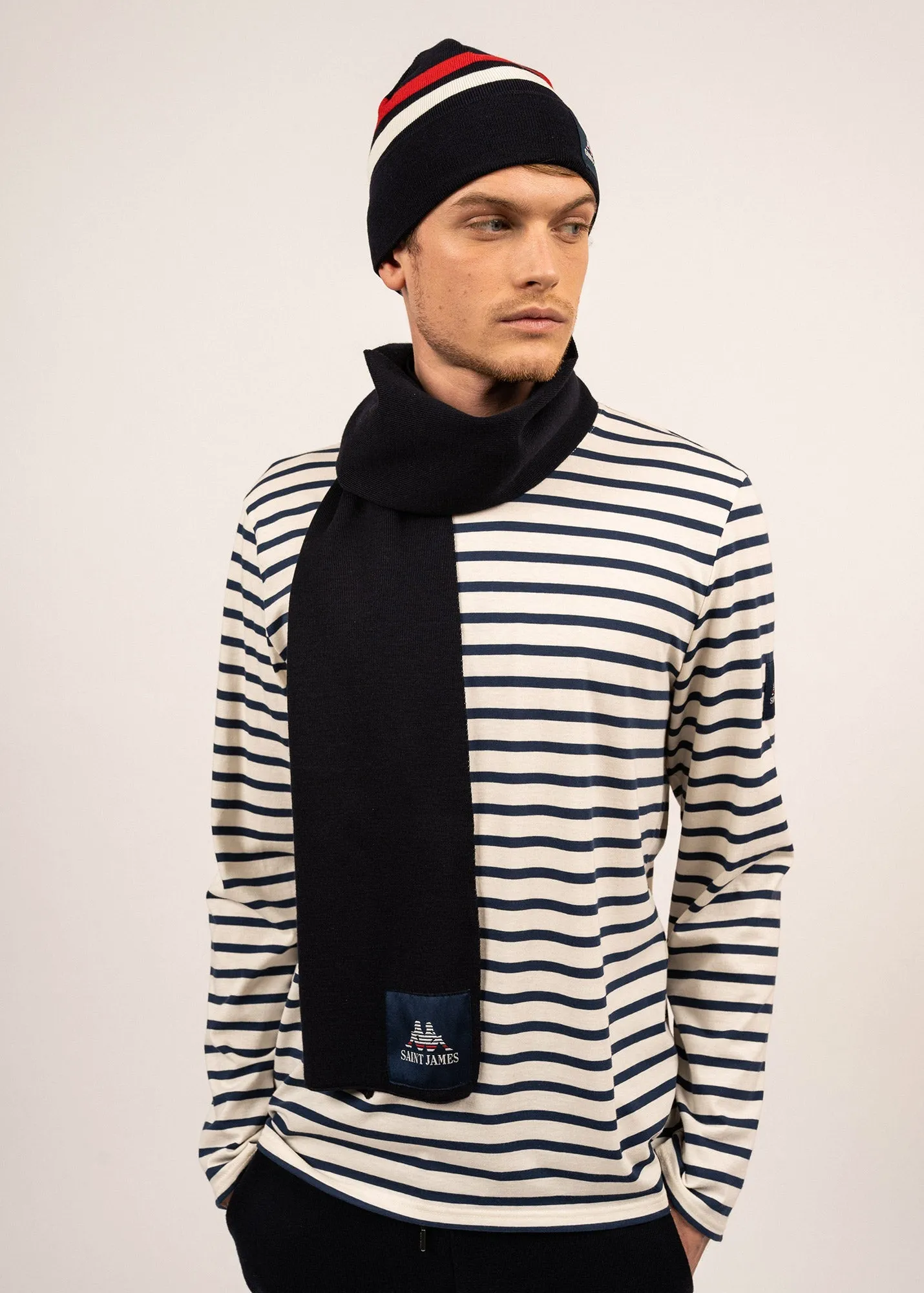 Borelli wool scarf - SAINT JAMES x Kappa (NAVY/TULIPE/ECUME)