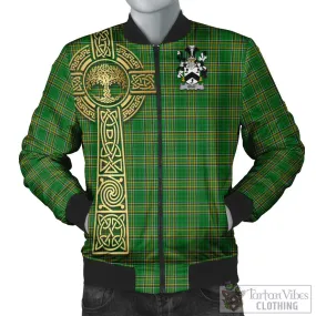 Bray Irish Clan Tartan Bomber Jacket with Coat of Arms Celtic Tree of Life Style