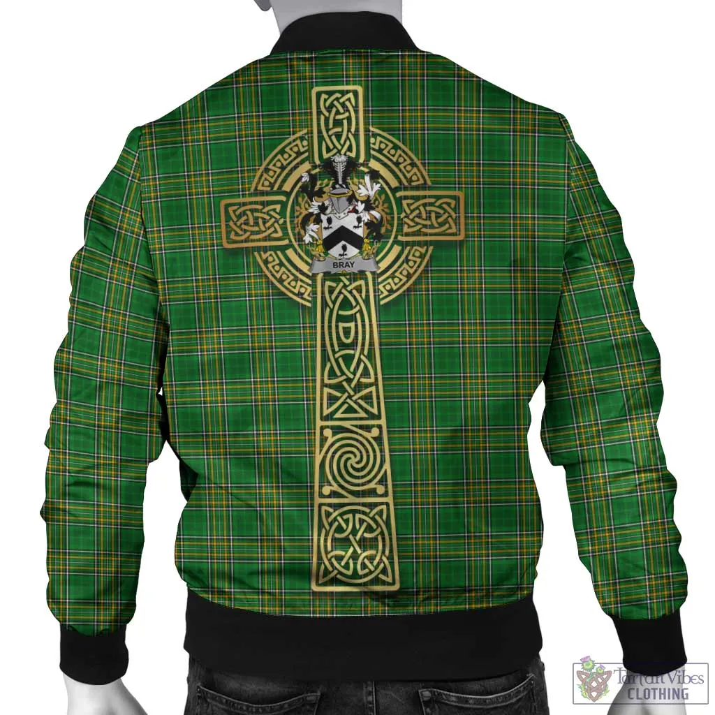 Bray Irish Clan Tartan Bomber Jacket with Coat of Arms Celtic Tree of Life Style