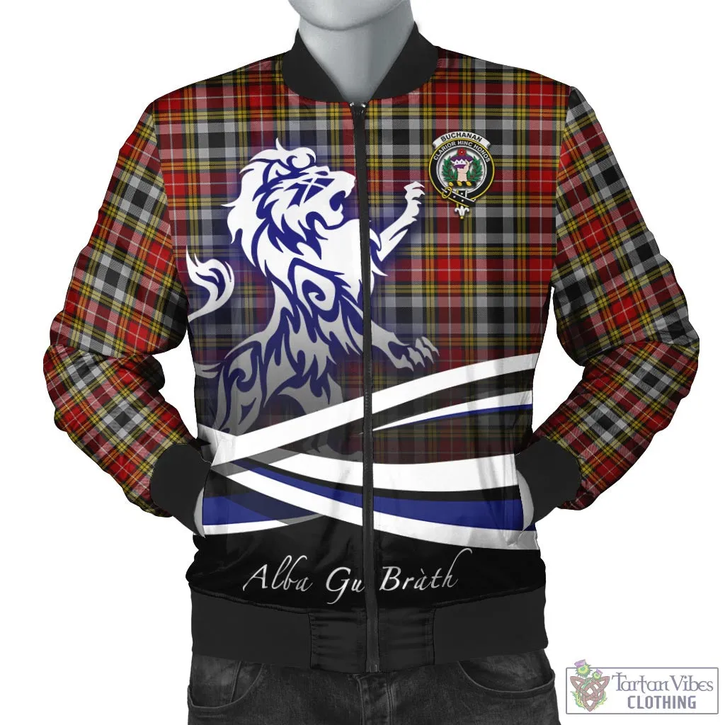 Buchanan Old Dress Tartan Bomber Jacket with Alba Gu Brath Regal Lion Emblem