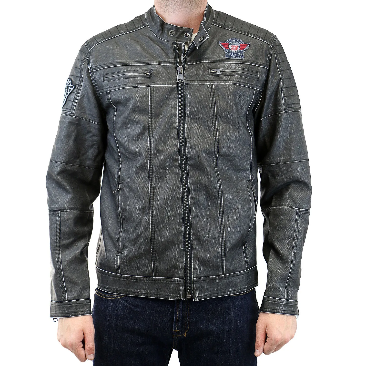 Buffalo by David Bitton Jarley Denim PU Bomber Jacket - Cannon - Mens