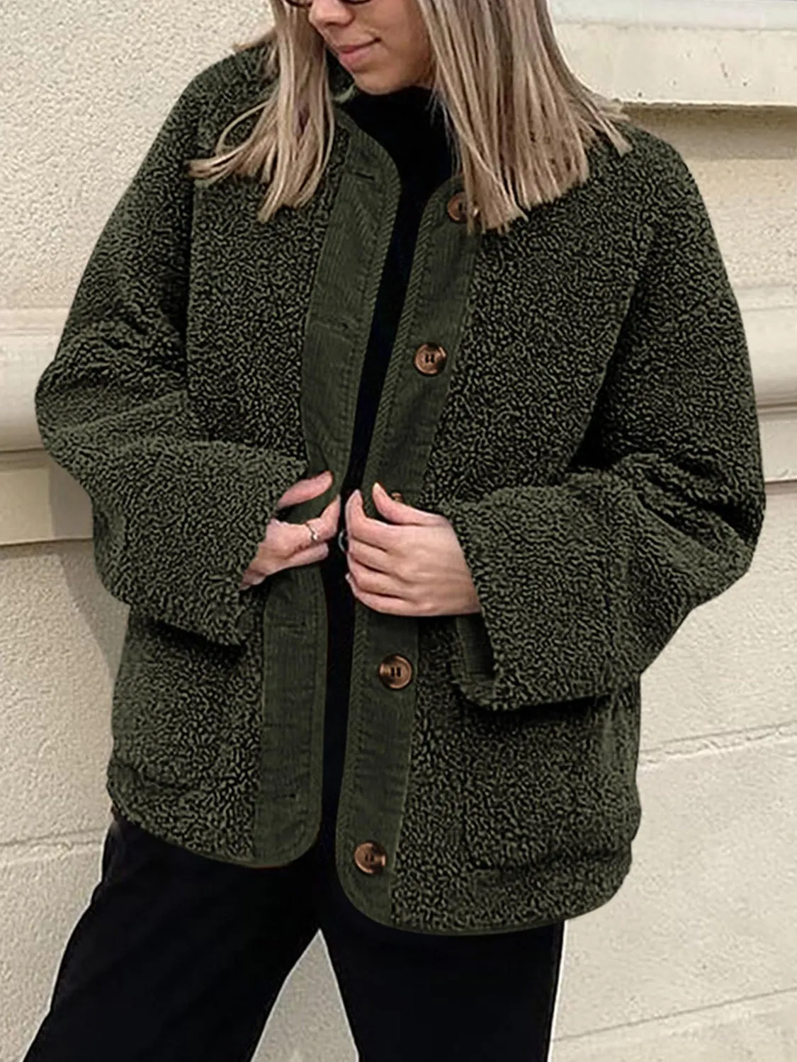 Button Up Sherpa Jacket with Pockets – Cozy & Stylish Outerwear for All Seasons