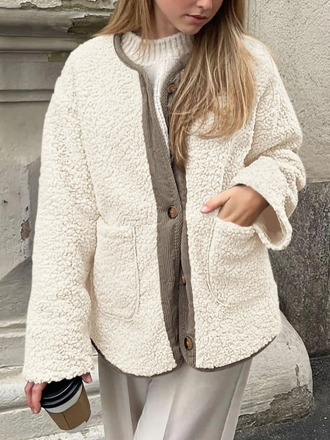 Button Up Sherpa Jacket with Pockets – Cozy & Stylish Outerwear for All Seasons