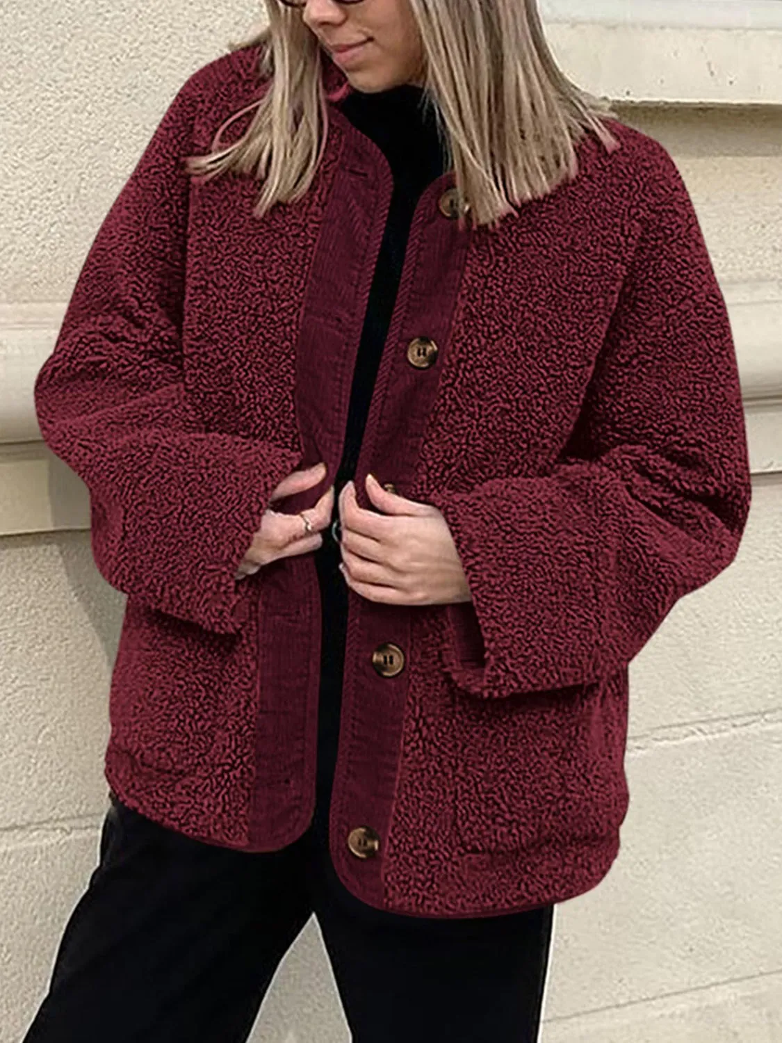 Button Up Sherpa Jacket with Pockets – Cozy & Stylish Outerwear for All Seasons