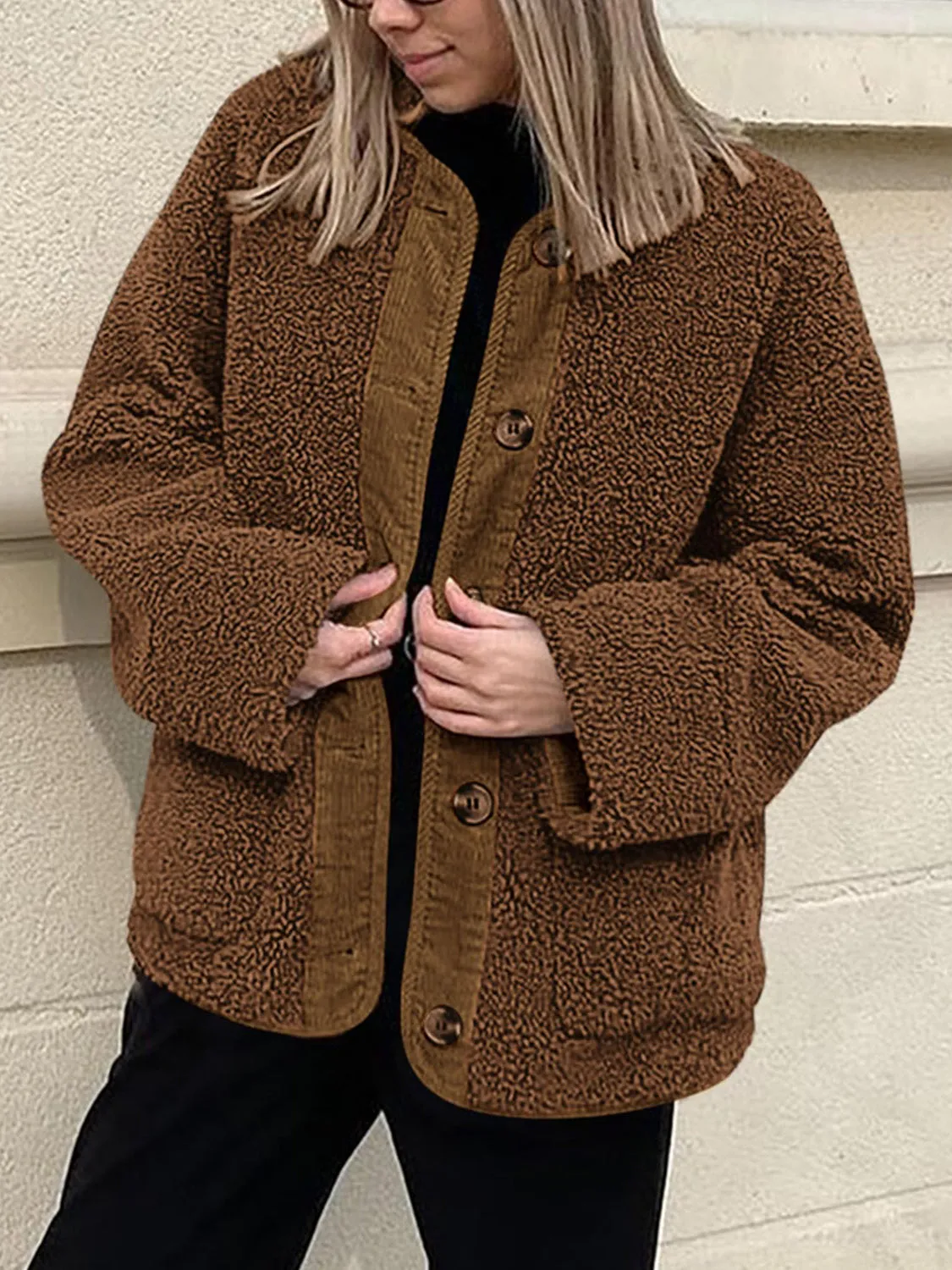 Button Up Sherpa Jacket with Pockets – Cozy & Stylish Outerwear for All Seasons