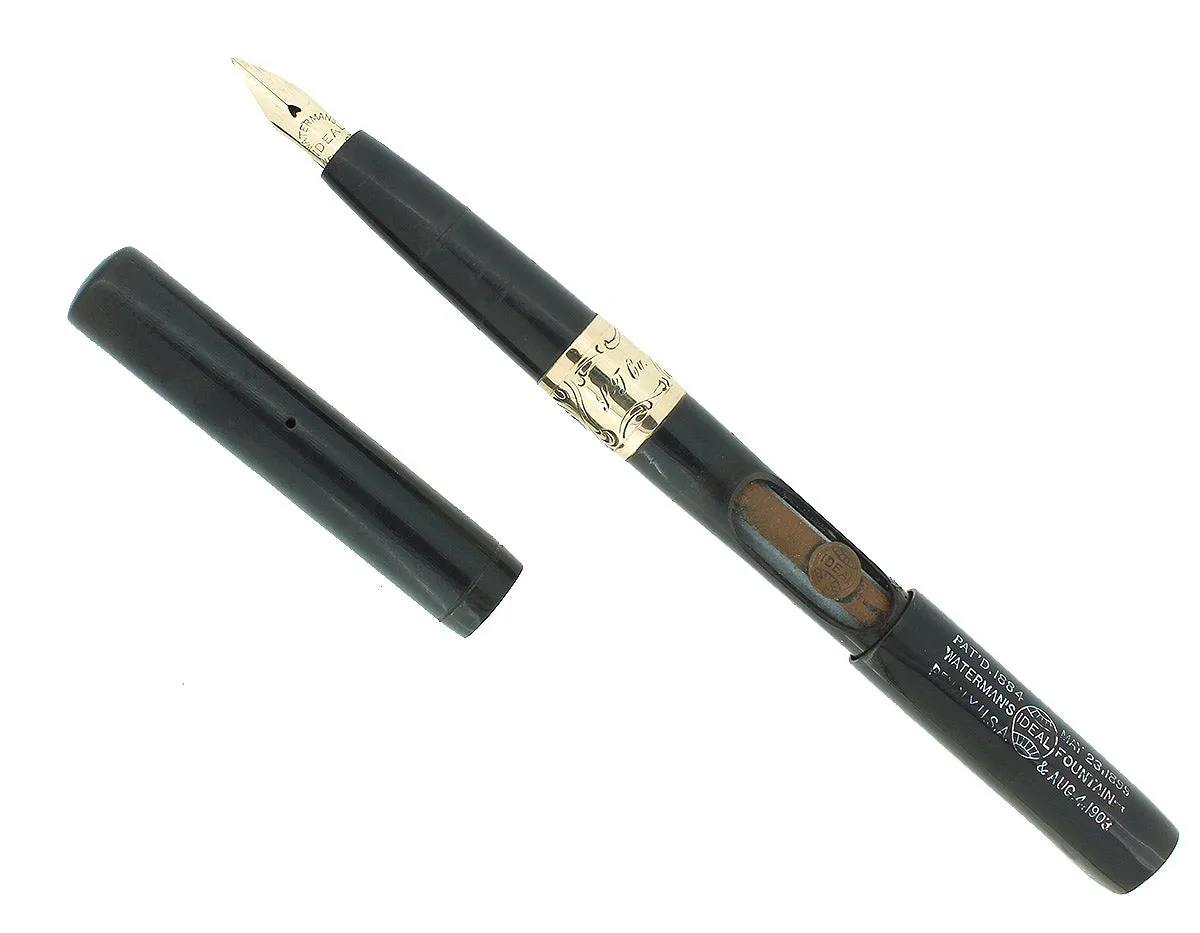 C1915 WATERMAN #12 BCHR SLEEVE FILLER FOUNTAIN PEN XF-BBB FLEX NIB RESTORED