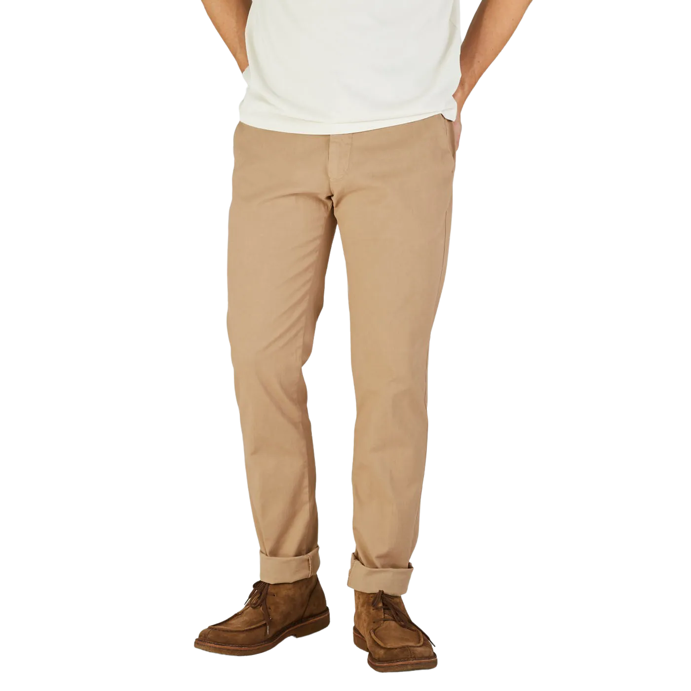 Camel Beige Cotton Stretch Chinos