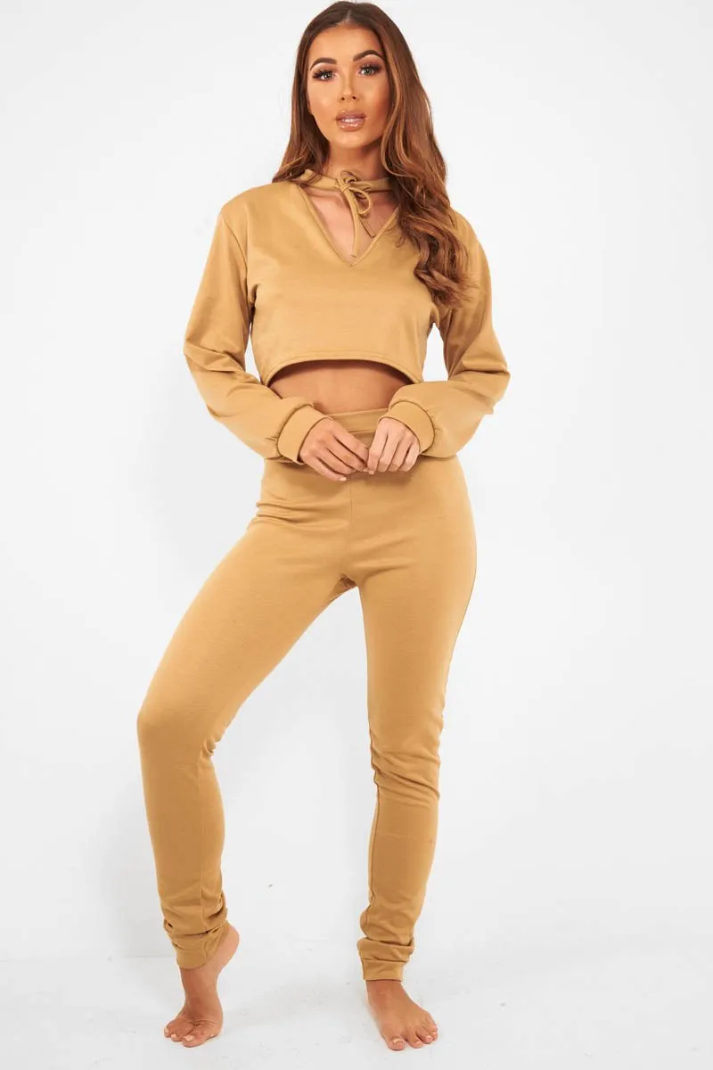 Camel Cut Out Loungewear Set - Adaia