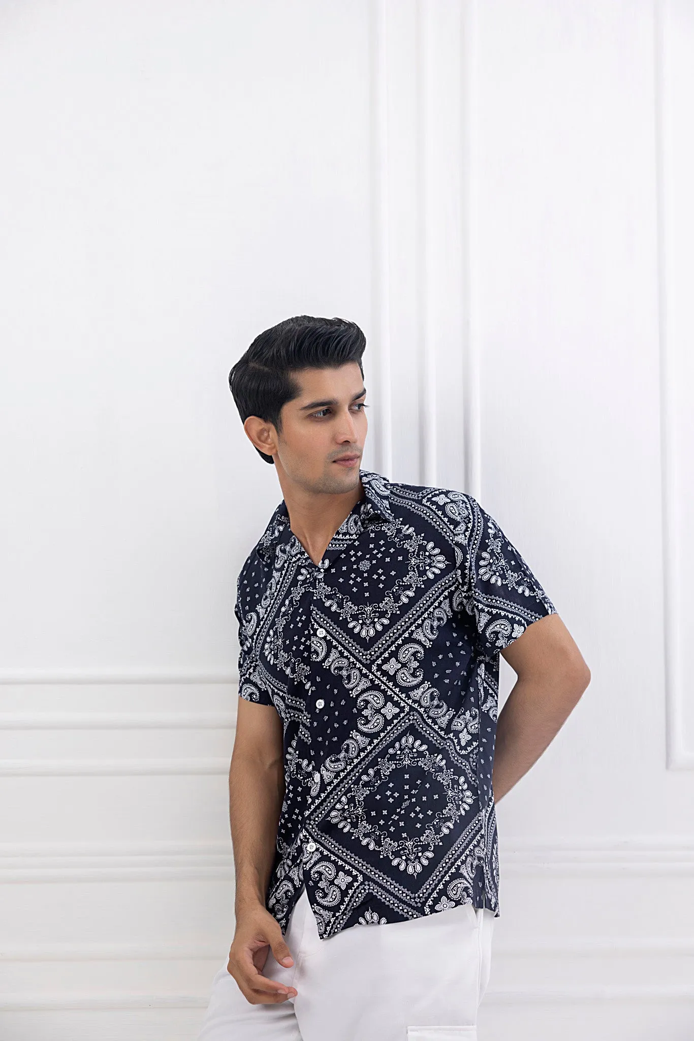 Caribbean Midnight Cuban Collar Shirt