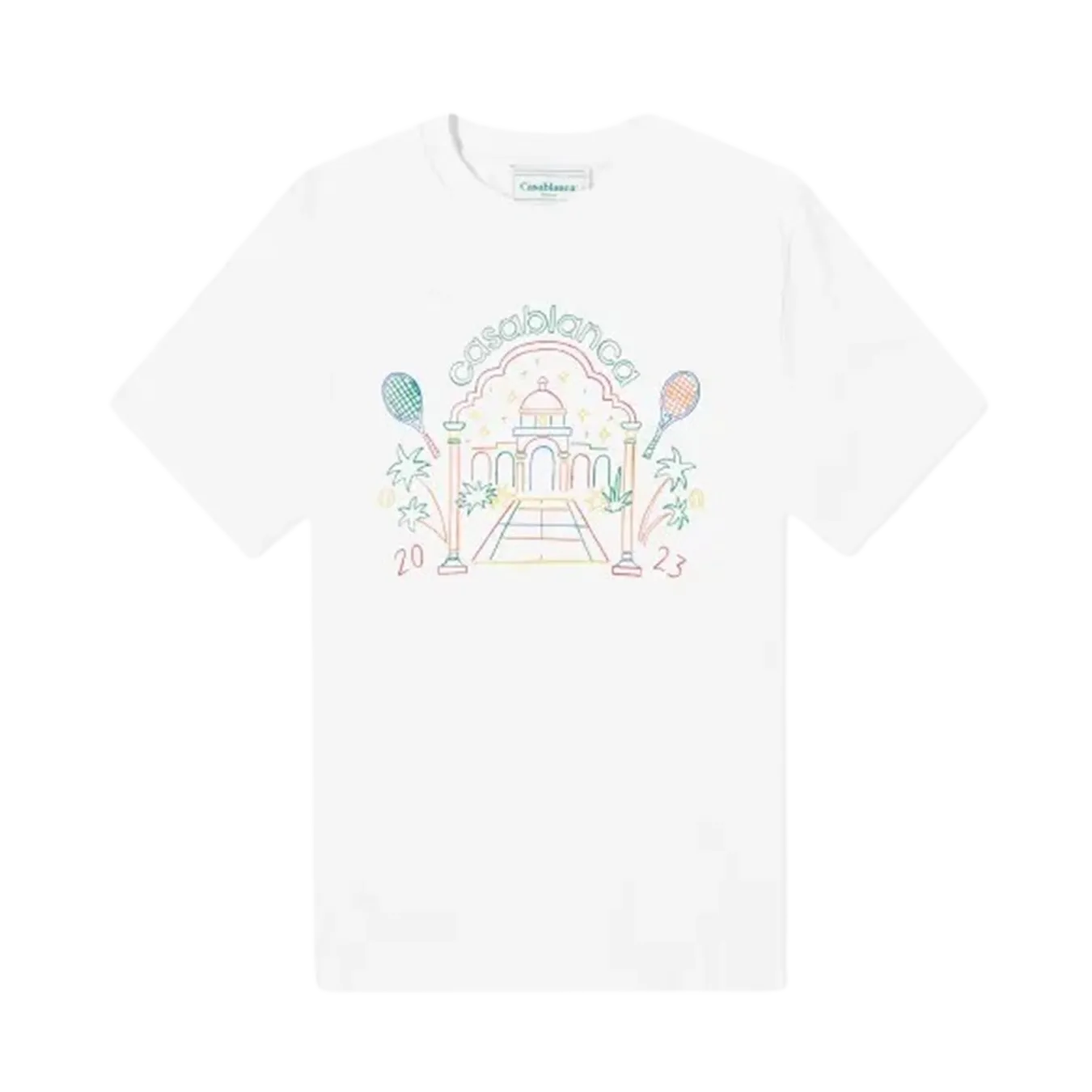 Casablanca Crayon Rainbow Temple T-Shirt 'White'