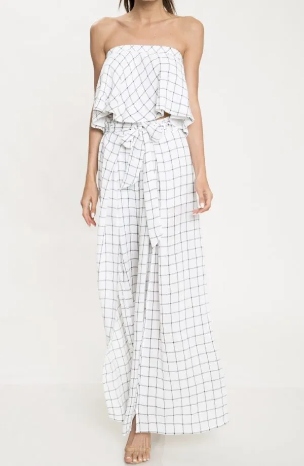 Checked at the Door| Black & White Check Flowy Pants Set