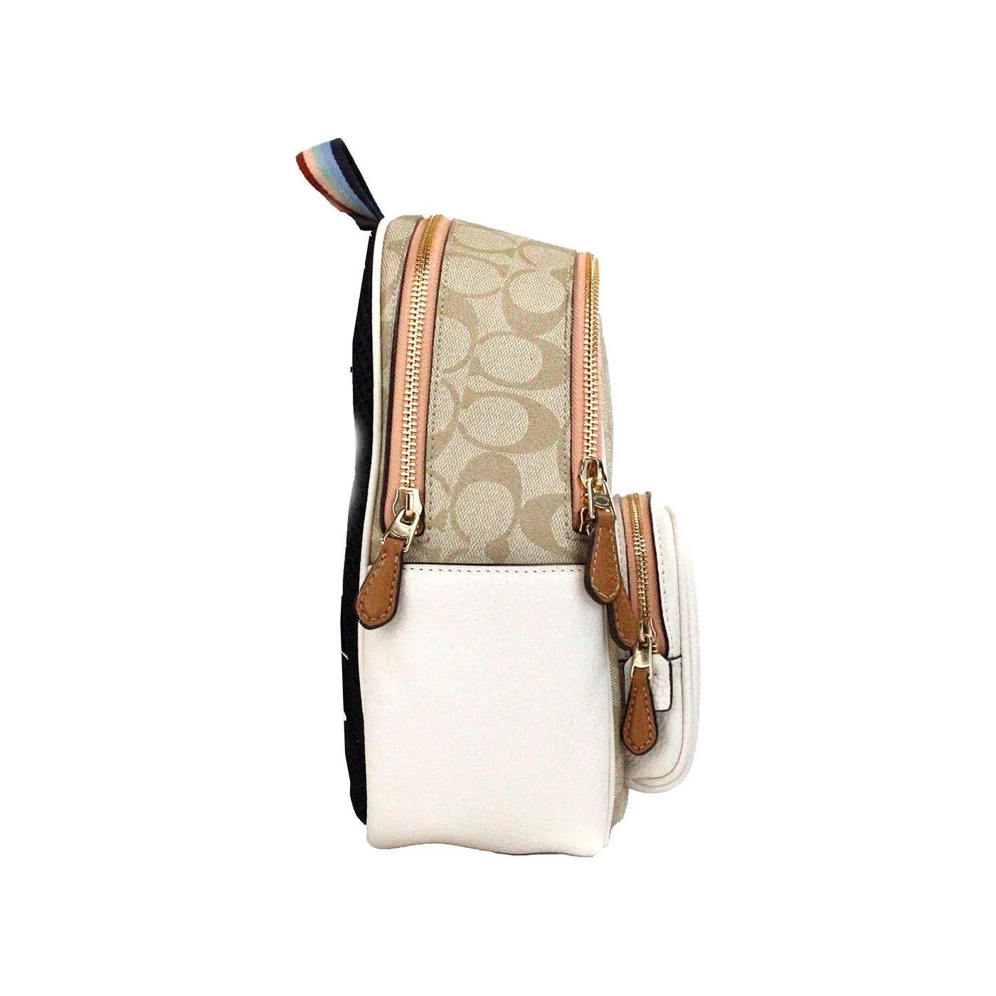 COACH Mini Court Signature Pear Motif Shoulder Backpack Bookbag Bag Chalk Taffy